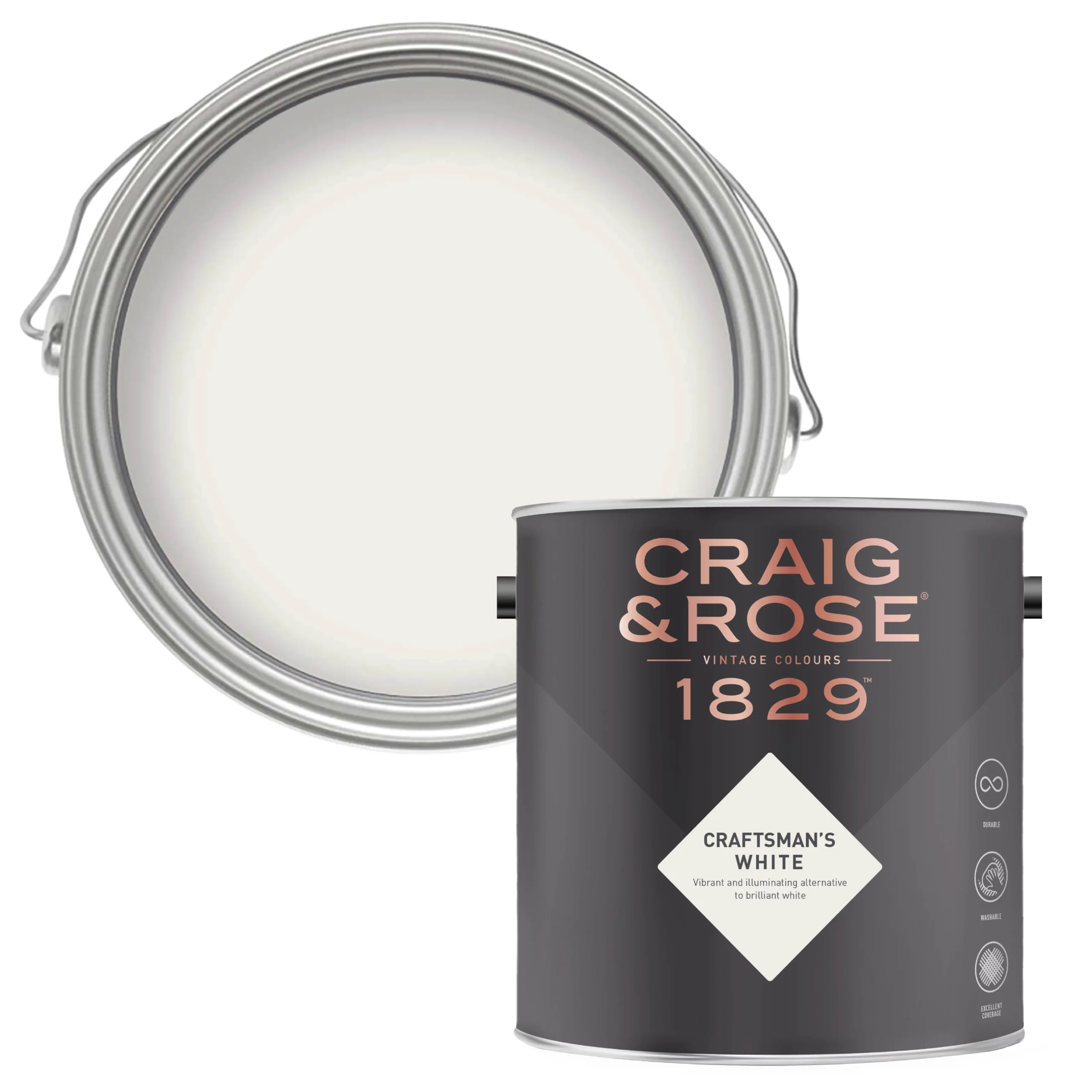 Craig & Rose 1829 Craftsman's White Chalky Emulsion paint, 2.5L Craig & Rose 1829 Craftsman's White Chalky Emulsion Paint, 2.5L -Home Paint Store craig rose 1829 craftsman s white chalky emulsion paint 2 5l5036211061672 02c bq scaled