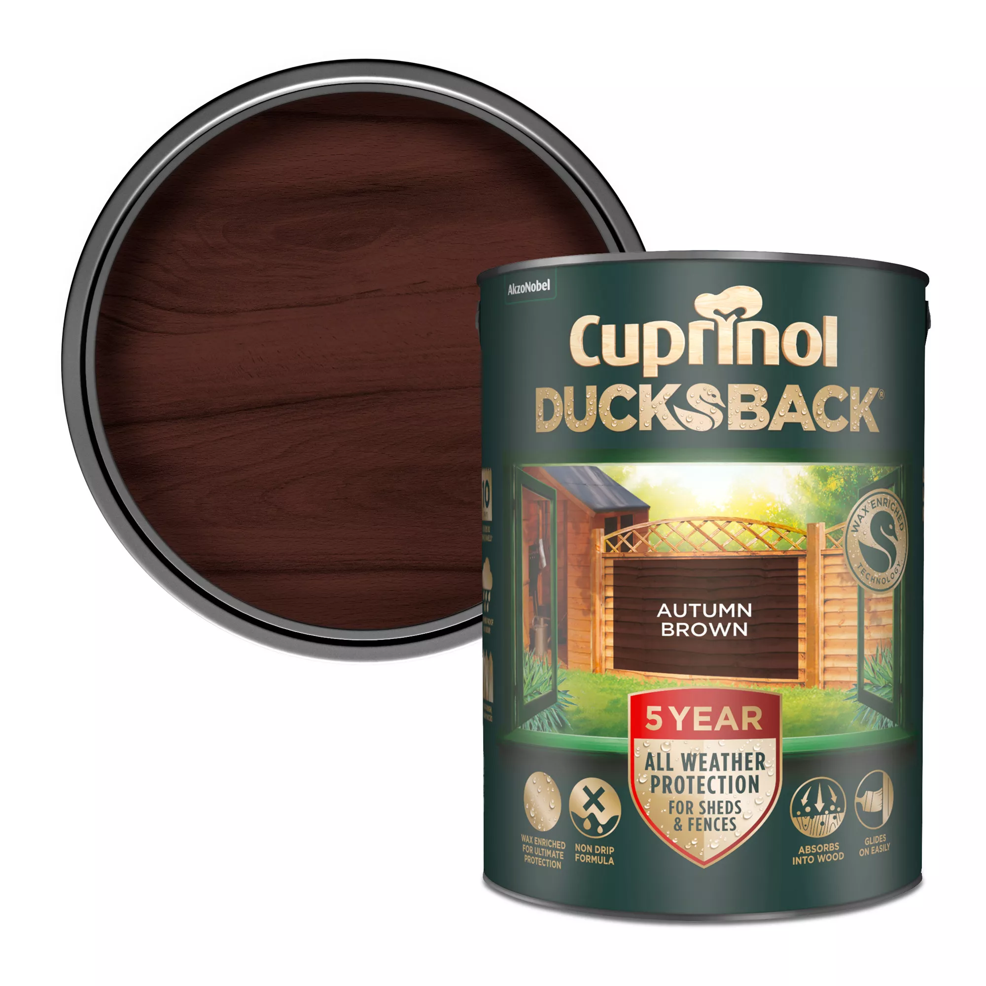 Cuprinol 5 year ducksback Autumn brown Fence & shed Treatment, 5L Cuprinol 5 Year Ducksback Autumn Brown Fence & Shed Treatment, 5L -Home Paint Store cuprinol 5 year ducksback autumn brown fence shed treatment 5l5010212503003 02c bq