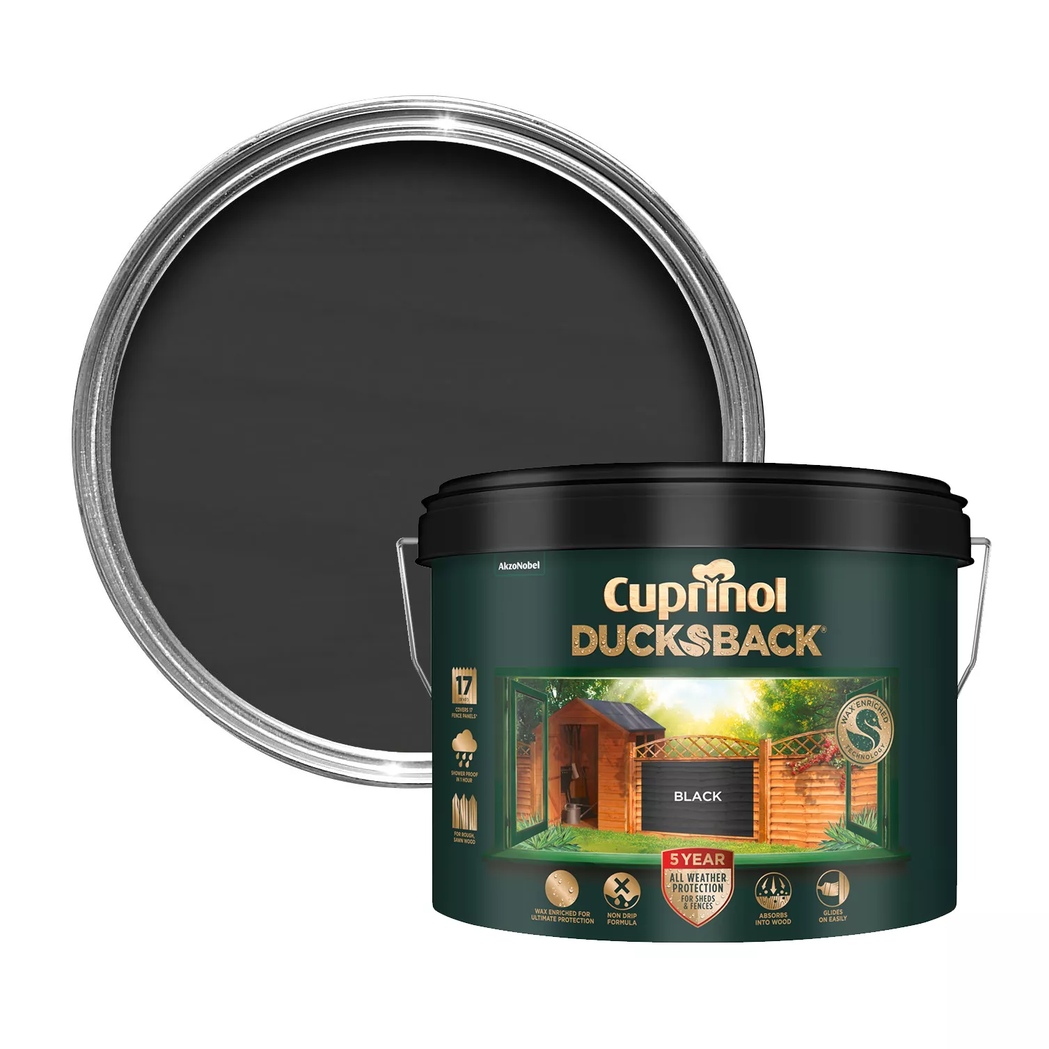 Cuprinol 5 year ducksback Black Matt Fence & shed Treatment, 9L Cuprinol 5 Year Ducksback Black Matt Fence & Shed Treatment, 9L -Home Paint Store cuprinol 5 year ducksback black matt fence shed treatment 9l5010212591567 01c bq