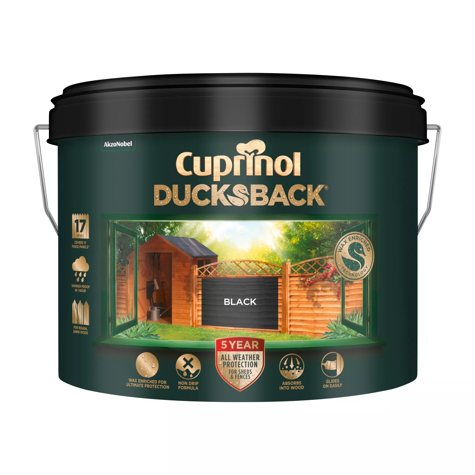 Cuprinol 5 year ducksback Black Matt Fence & shed Treatment, 9L Cuprinol 5 Year Ducksback Black Matt Fence & Shed Treatment, 9L -Home Paint Store cuprinol 5 year ducksback black matt fence shed treatment 9l5010212591567 04c bq