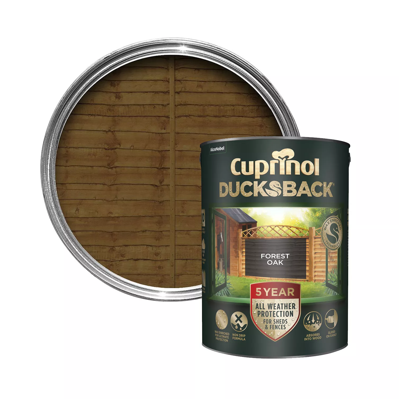 Cuprinol 5 year ducksback Forest oak Fence & shed Treatment, 5L Cuprinol 5 Year Ducksback Forest Oak Fence & Shed Treatment, 5L -Home Paint Store cuprinol 5 year ducksback forest oak fence shed treatment 5l5010368017249 01c bq