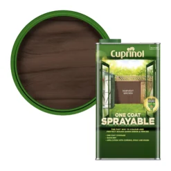 Cuprinol One Coat Sprayable Harvest Brown Matt Fence & Shed Treatment, 5L