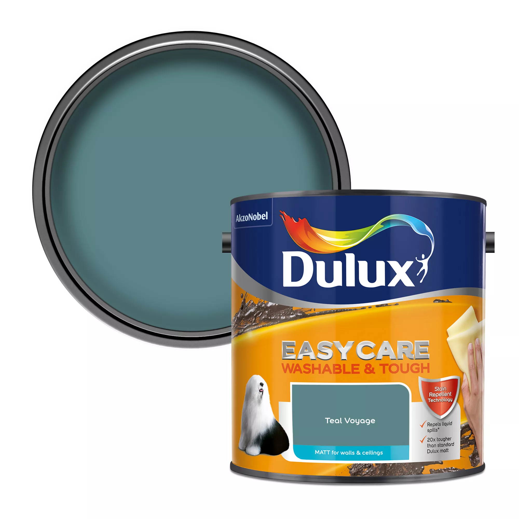 Dulux Easycare Washable & Tough Teal Voyage Matt Wall paint, 2.5L Dulux Easycare Washable & Tough Teal Voyage Matt Wall Paint, 2.5L -Home Paint Store dulux easycare washable tough teal voyage matt wall paint 2 5l5010212658550 02c bq