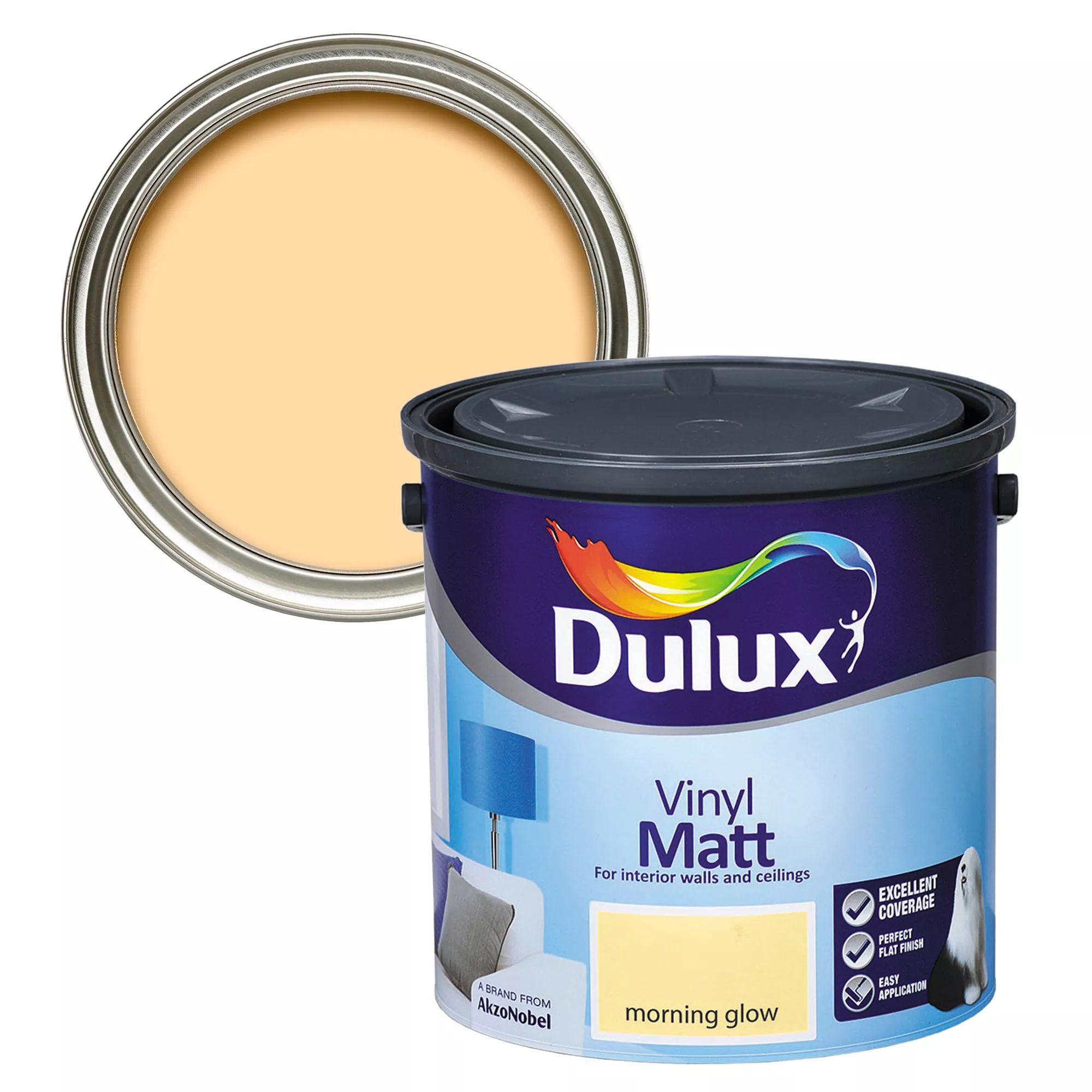 Dulux Morning glow Vinyl matt Emulsion paint, 2.5L Dulux Morning Glow Vinyl Matt Emulsion Paint, 2.5L -Home Paint Store dulux morning glow vinyl matt emulsion paint 2 5l5011060050152 02c bq