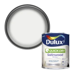 Dulux Quick Dry White Cotton Satinwood Metal & Wood Paint, 750ml