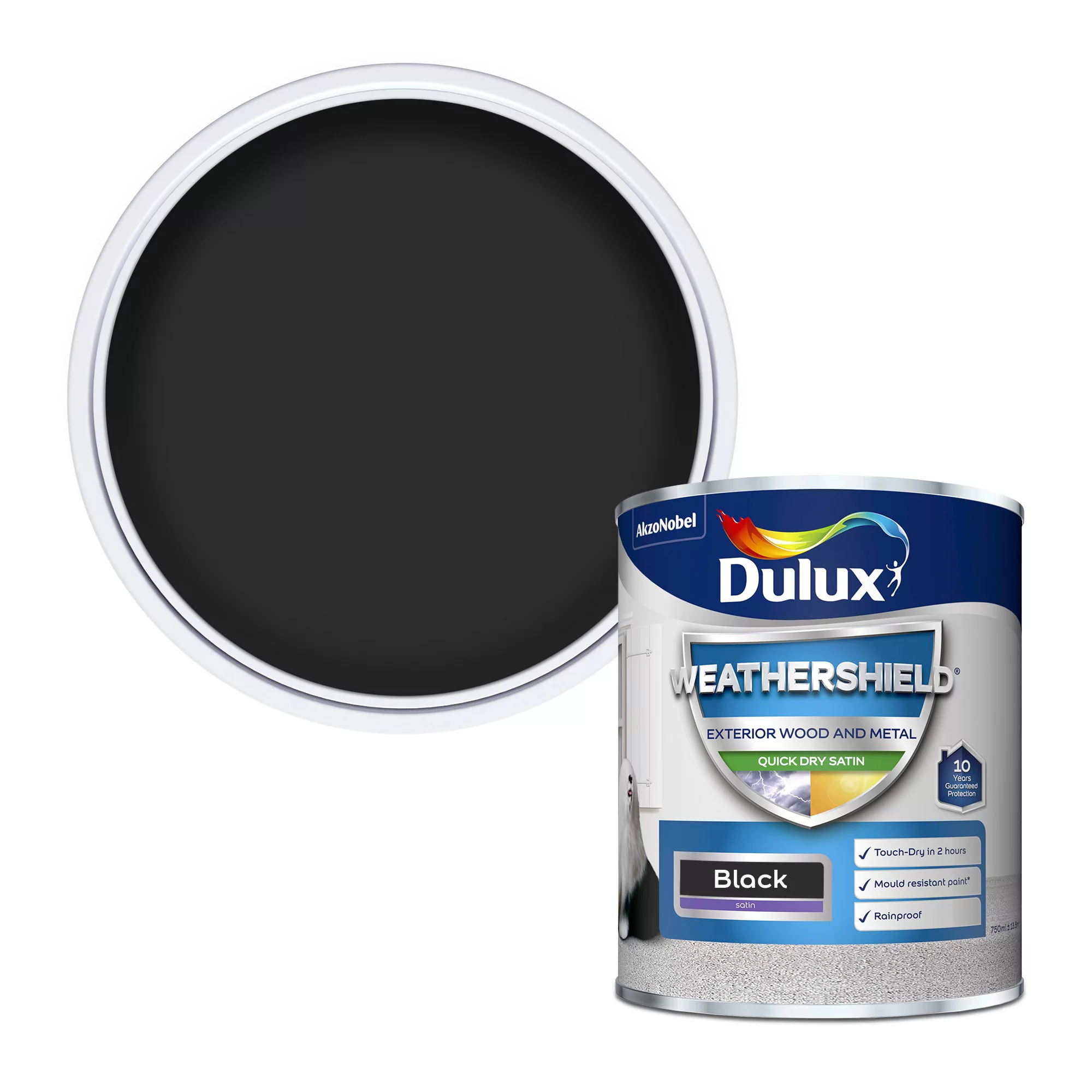 Dulux Weathershield Black Satinwood Exterior Metal & wood paint, 750ml Dulux Weathershield Black Satinwood Exterior Metal & Wood Paint, 750ml -Home Paint Store dulux weathershield black satinwood exterior metal wood paint 750ml5010212494264 02c bq