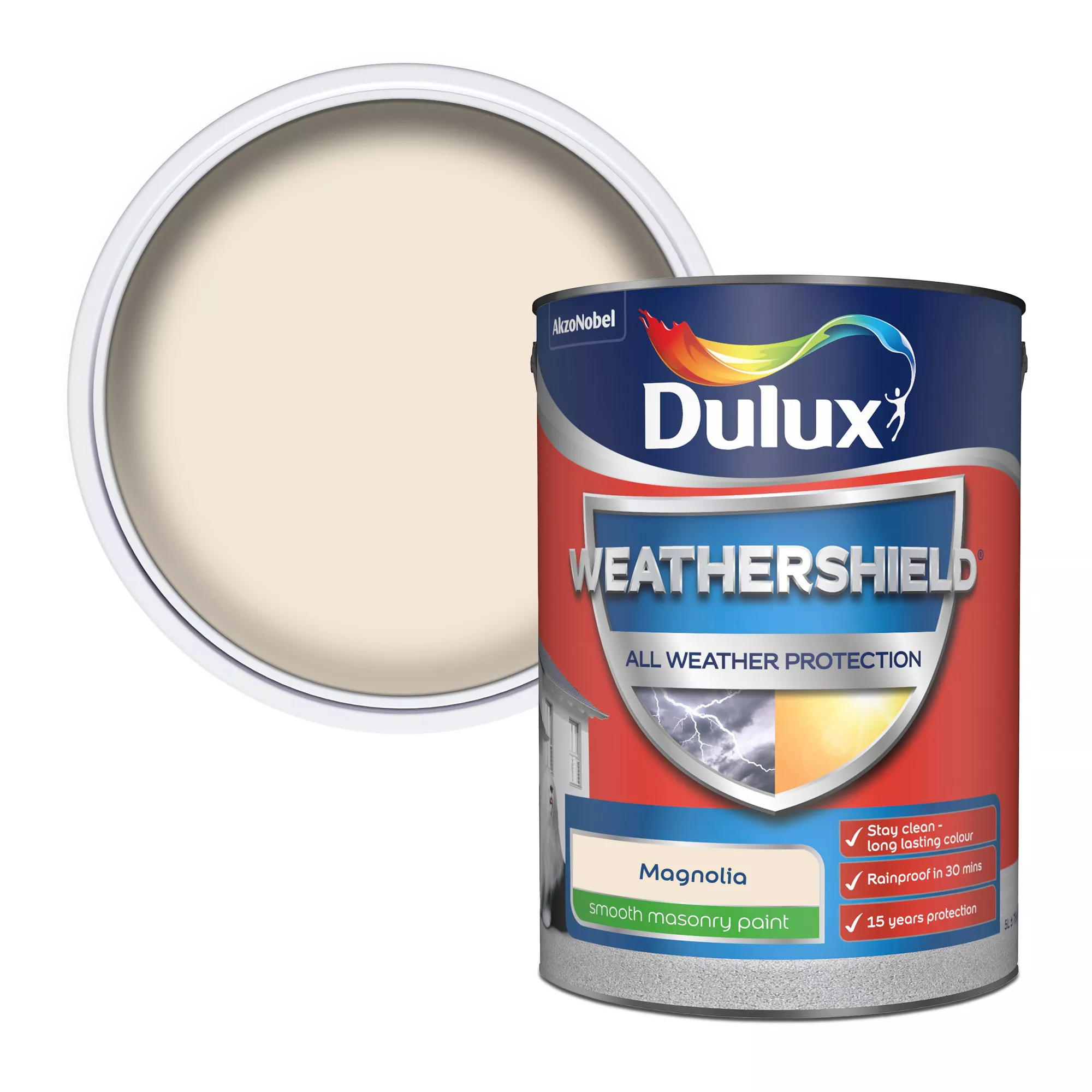 Dulux Weathershield Magnolia Smooth Matt Masonry paint, 5L Dulux Weathershield Magnolia Smooth Matt Masonry Paint, 5L -Home Paint Store dulux weathershield magnolia smooth matt masonry paint 5l5010212644461 02c bq
