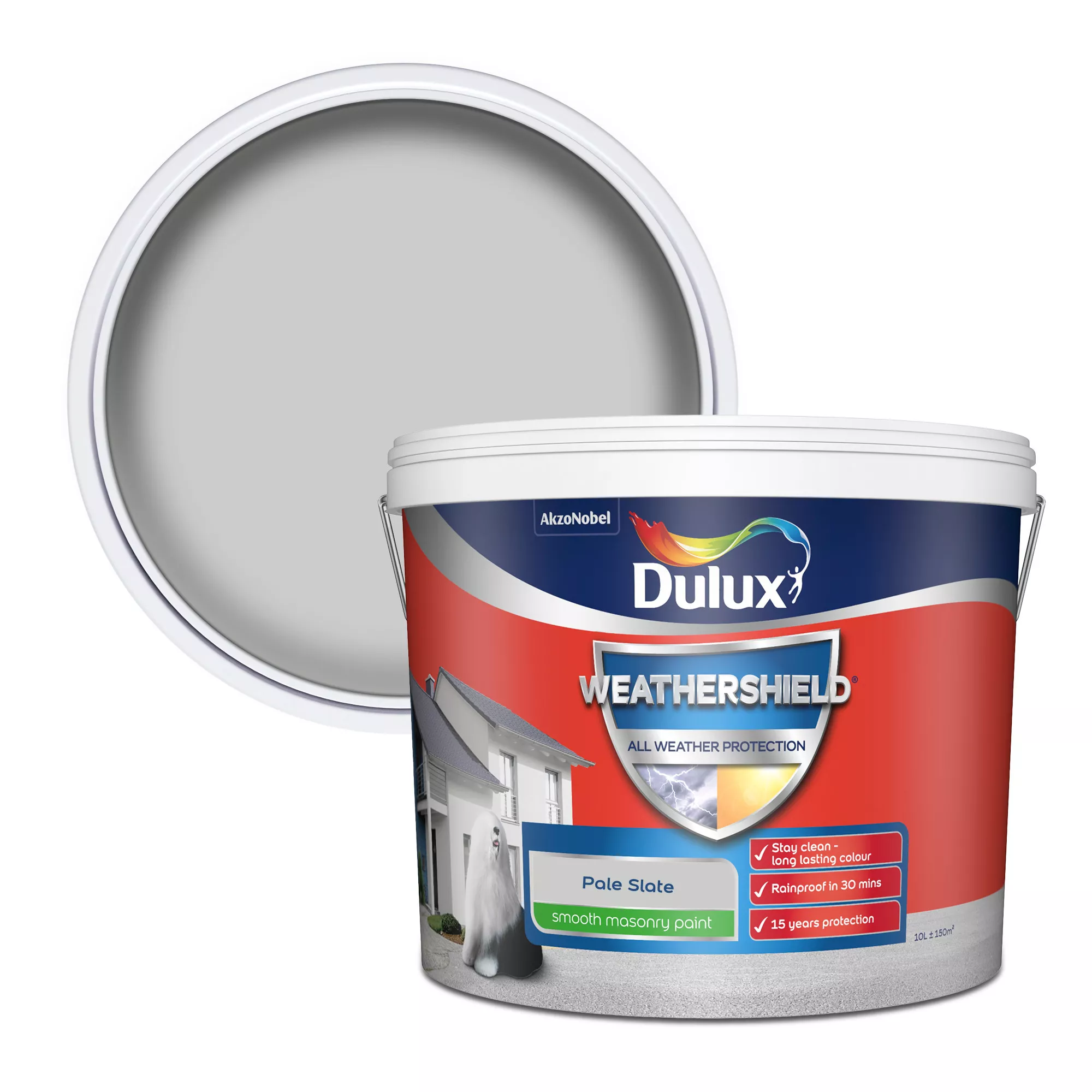 Dulux Weathershield Pale slate Smooth Matt Masonry paint, 10L Dulux Weathershield Pale Slate Smooth Matt Masonry Paint, 10L -Home Paint Store dulux weathershield pale slate smooth matt masonry paint 10l5010212648100 02c bq