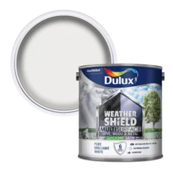 Dulux Weathershield Pure Brilliant White Satinwood Multi-surface Paint, 2.5L