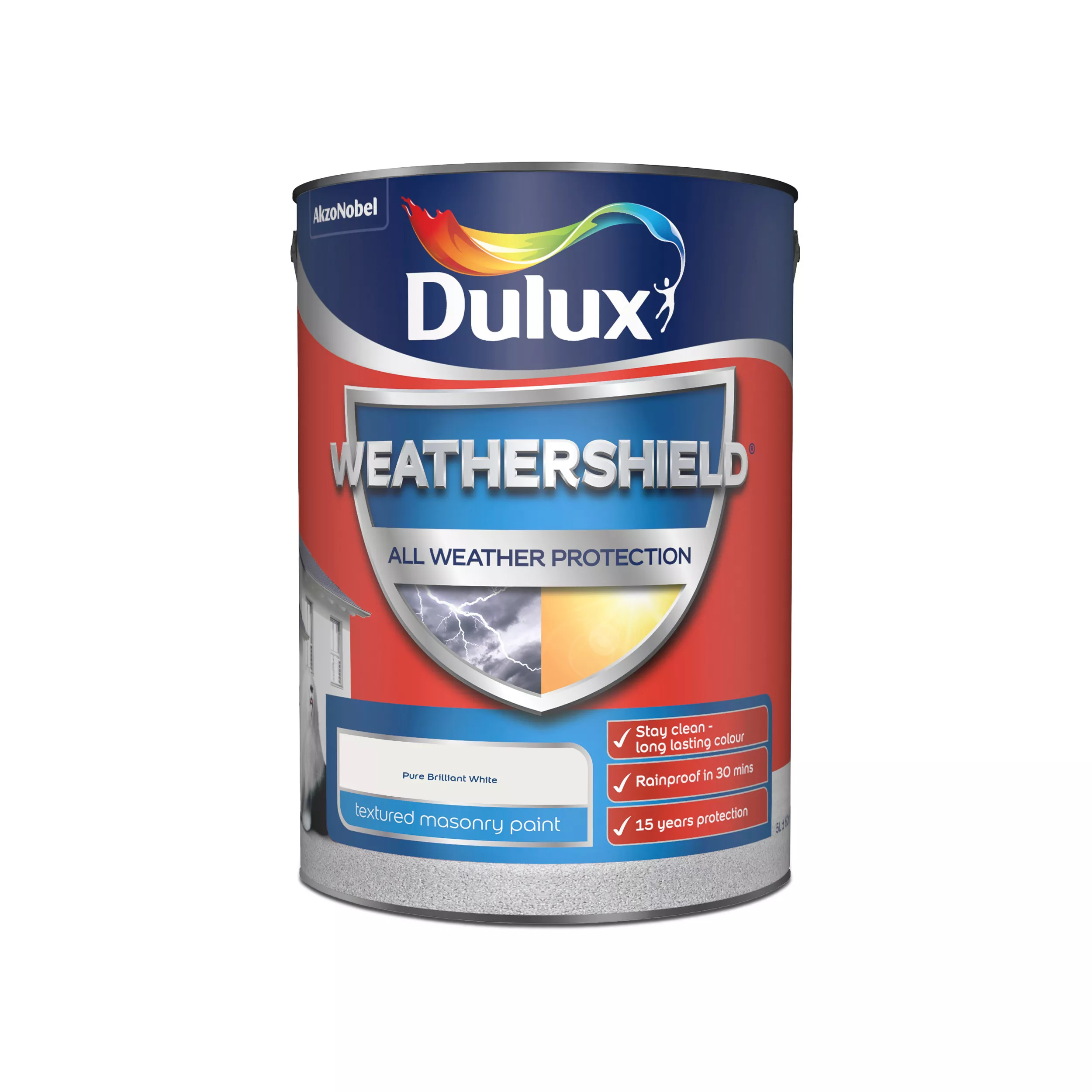 Dulux Weathershield Pure brilliant white Textured Matt Masonry paint, 5L Dulux Weathershield Pure Brilliant White Textured Matt Masonry Paint, 5L -Home Paint Store dulux weathershield pure brilliant white textured matt masonry paint 5l5010212644669 08c bq