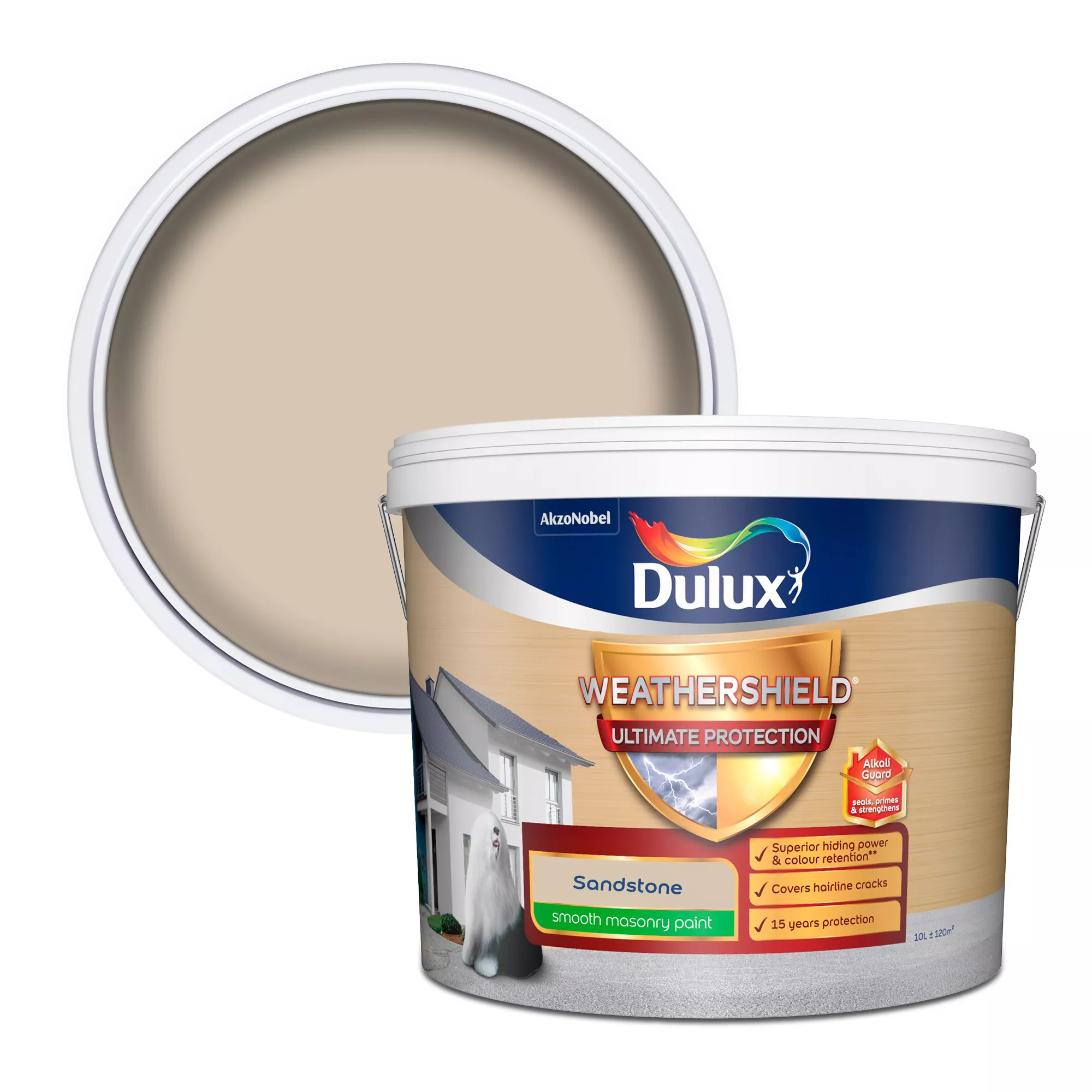Dulux Weathershield Sandstone Smooth Matt Masonry paint, 10L Dulux Weathershield Sandstone Smooth Matt Masonry Paint, 10L -Home Paint Store dulux weathershield sandstone smooth matt masonry paint 10l5010212644959 02c bq