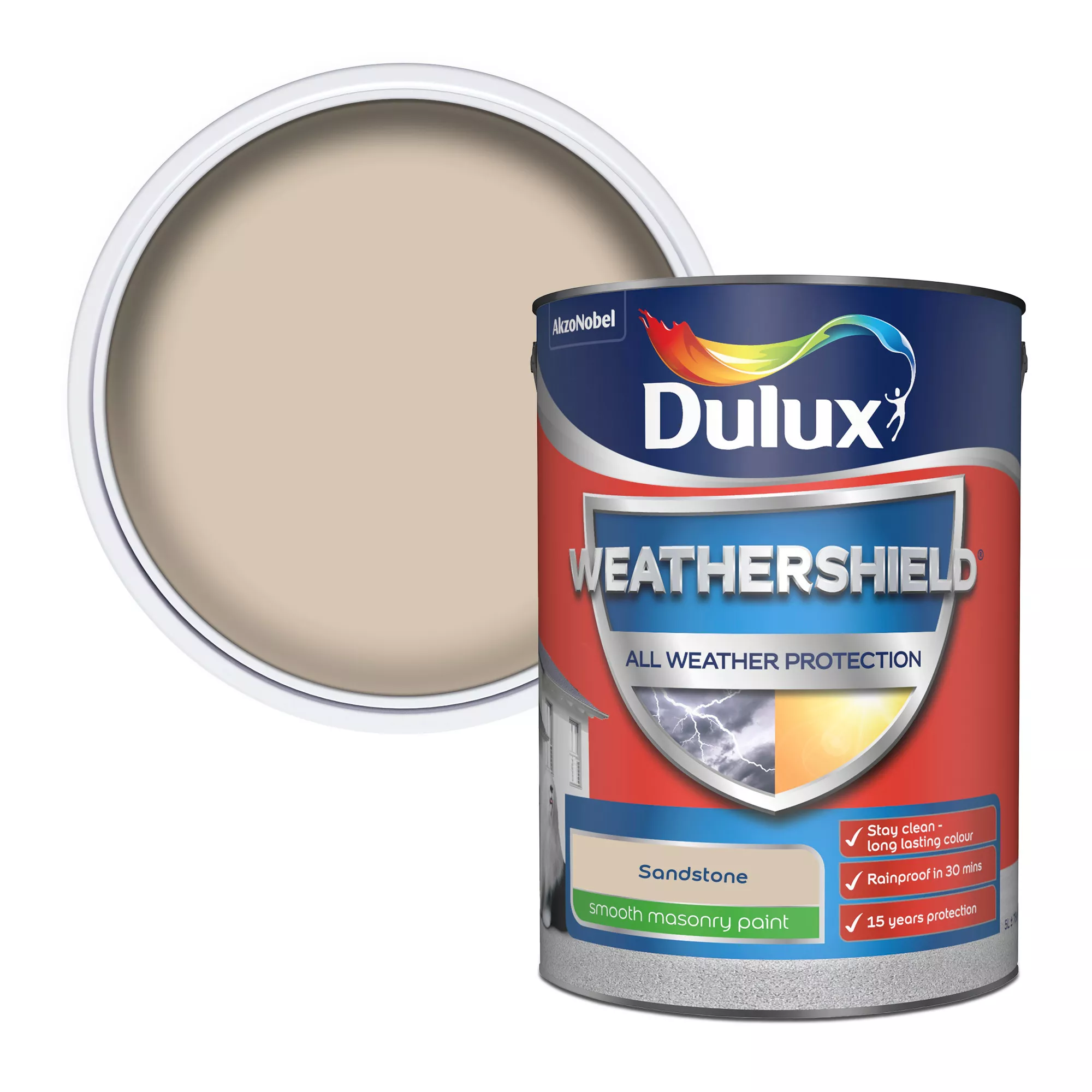 Dulux Weathershield Sandstone Smooth Matt Masonry paint, 5L Dulux Weathershield Sandstone Smooth Matt Masonry Paint, 5L -Home Paint Store dulux weathershield sandstone smooth matt masonry paint 5l5010212644584 02c bq