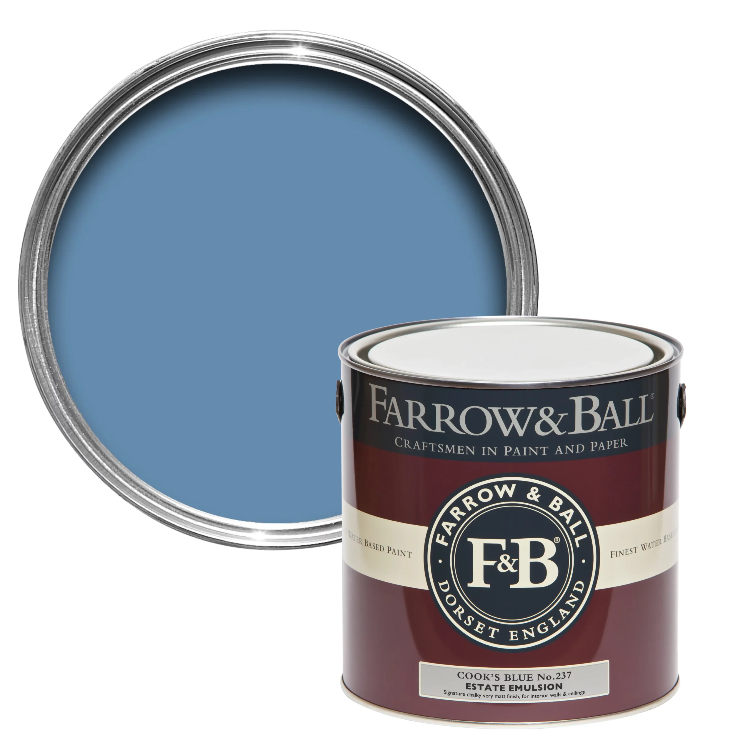 Farrow & Ball Estate Cook's blue No.237 Matt Emulsion paint, 2.5L Farrow & Ball Estate Cook's Blue No.237 Matt Emulsion Paint, 2.5L -Home Paint Store farrow ball estate cook s blue no 237 matt emulsion paint 2 5l5029496883725 02c bq scaled