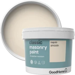 GoodHome Classic Magnolia Smooth Matt Masonry Paint, 10L -Home Paint Store goodhome classic magnolia smooth matt masonry paint 10l3663602521662 37c