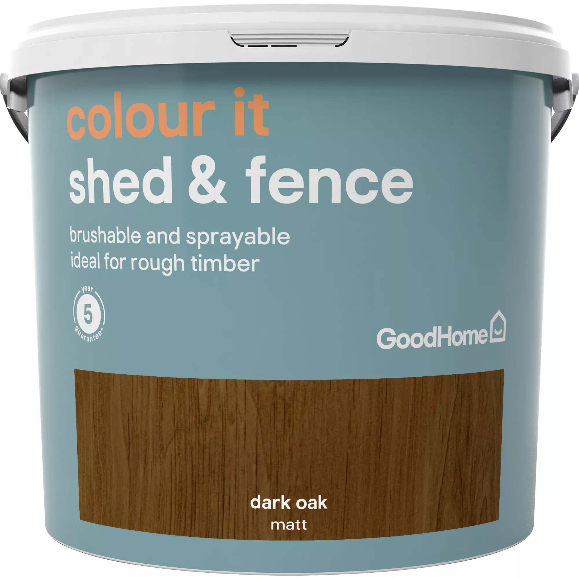 GoodHome Colour It Dark Oak Matt Fence & Shed Stain, 5L