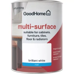 GoodHome Durable North Pole (Brilliant White) Matt Multi-surface Paint, 750ml -Home Paint Store goodhome durable north pole brilliant white matt multi surface paint 750ml3663602585626 02c