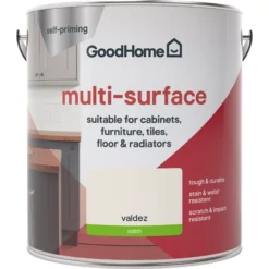 GoodHome Durable Valdez Satin Multi-surface Paint, 2L -Home Paint Store goodhome durable valdez satin multi surface paint 2l3663602586128 02c