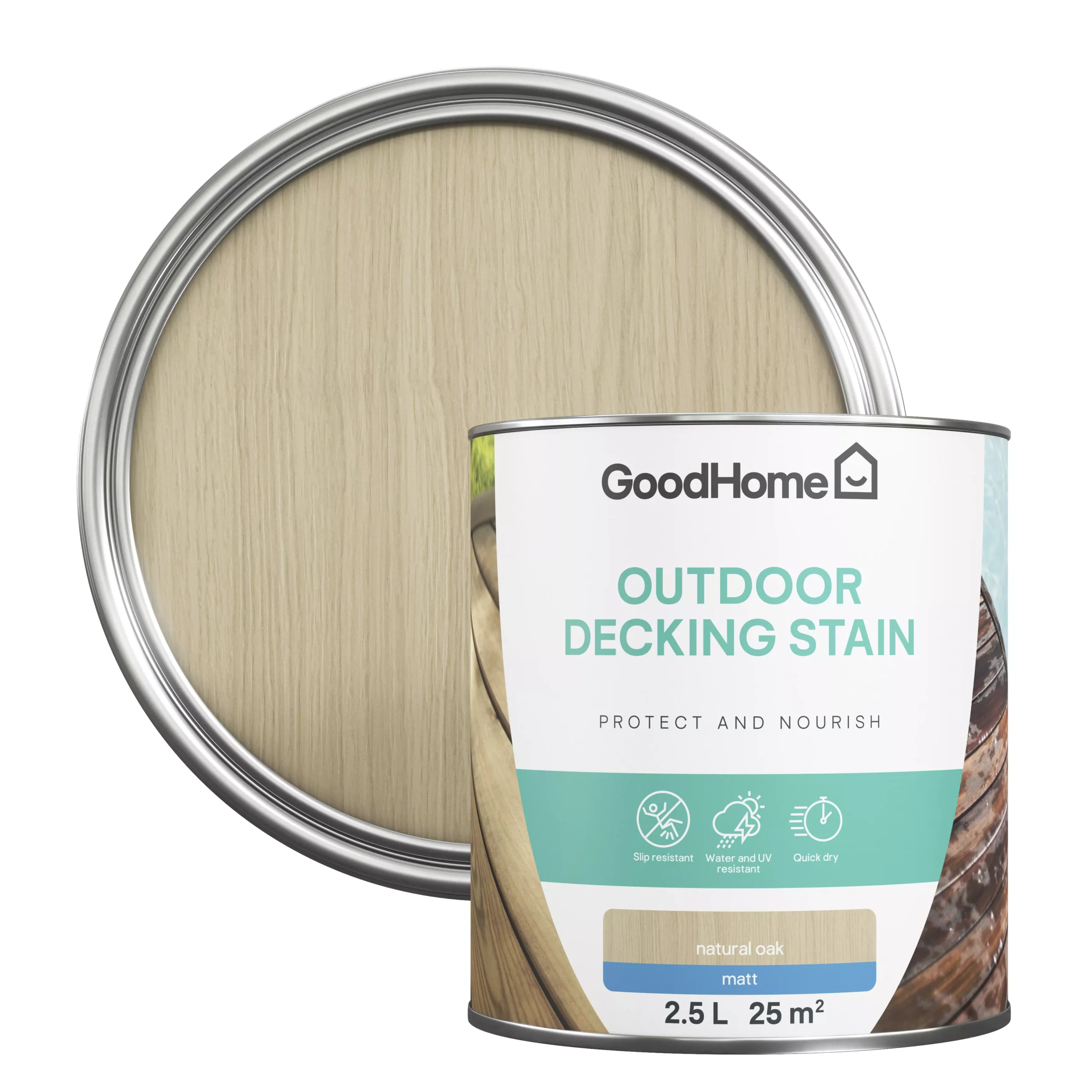 GoodHome Natural oak Matt Quick dry Decking Wood stain, 2.5L GoodHome Natural Oak Matt Quick Dry Decking Wood Stain, 2.5L -Home Paint Store goodhome natural oak matt quick dry decking wood stain 2 5l5059340297156 21c scaled