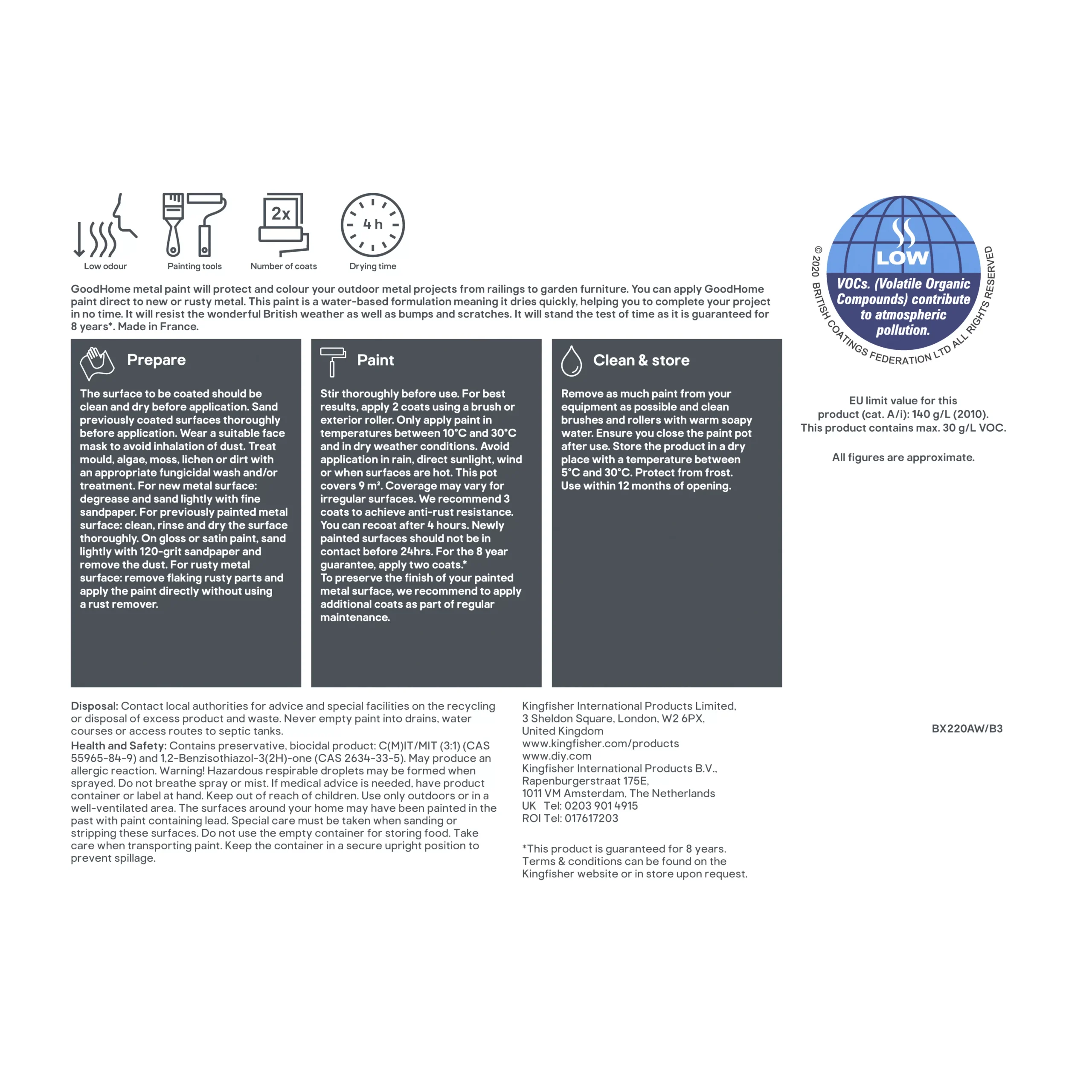 GoodHome Outdoor Black Gloss Exterior Metal paint, 750ml Tin GoodHome Outdoor Black Gloss Exterior Metal Paint, 750ml Tin -Home Paint Store goodhome outdoor black gloss exterior metal paint 750ml tin5059340296029 04c scaled