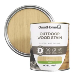 GoodHome Outdoor Light Oak Satin Quick Dry Wood Stain, 750ml