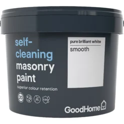 GoodHome Self-cleaning Pure Brilliant White Smooth Matt Masonry Paint, 10L -Home Paint Store goodhome self cleaning pure brilliant white smooth matt masonry paint 10l3663602521921 08c bq