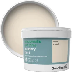 GoodHome Windowsills & Trims Magnolia Smooth Matt Masonry Paint, 2.5L