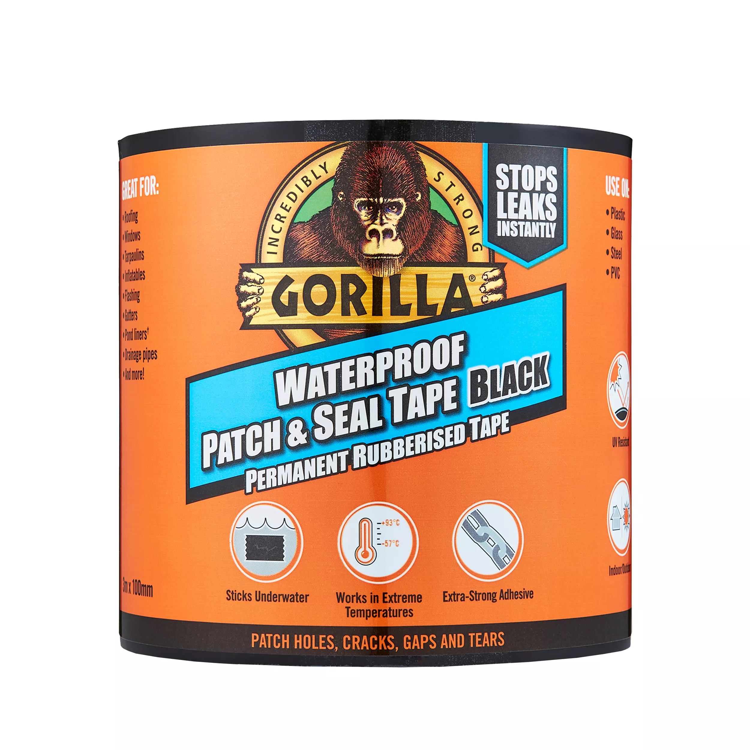 Gorilla Waterproof Patch & Seal Tape (L)3m (W)101.6mm Gorilla Waterproof Patch & Seal Tape (L)3m (W)101.6mm -Home Paint Store gorilla waterproof patch seal tape l 3m w 101 6mm5704947006235 02c