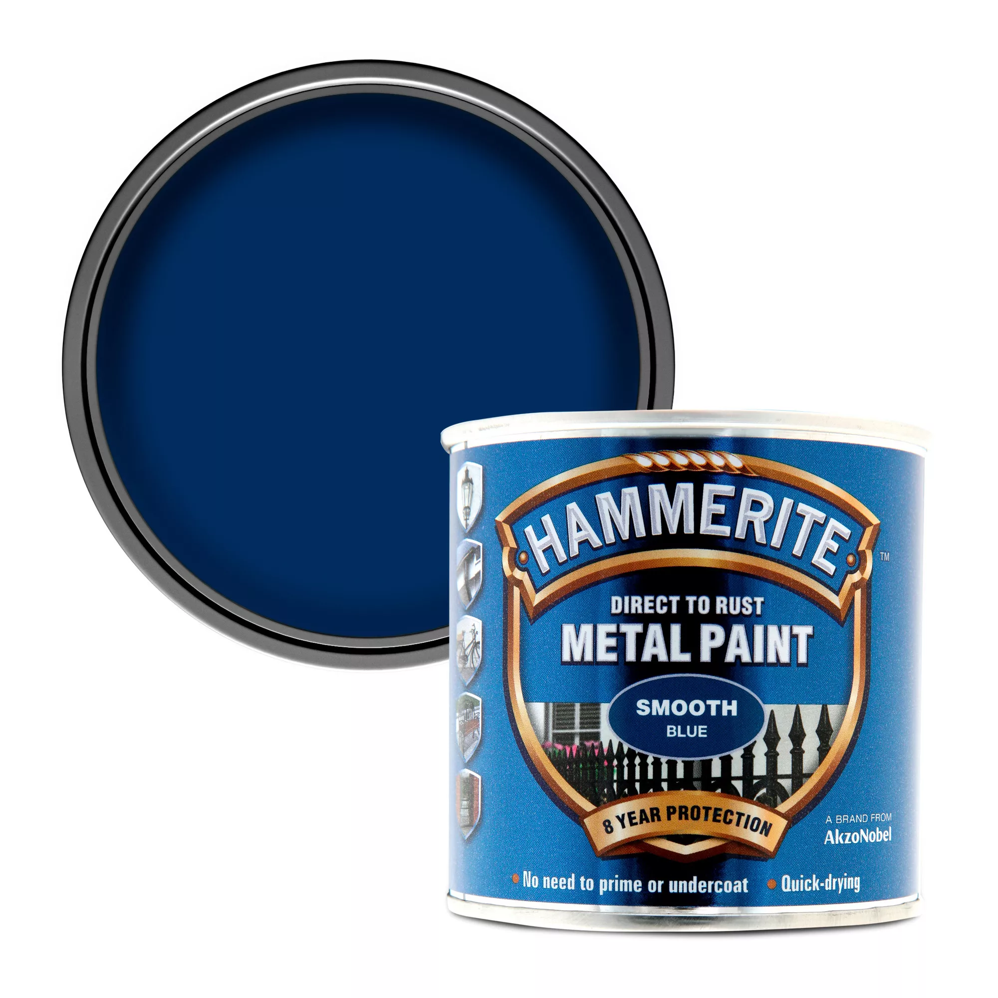 Hammerite Blue Gloss Metal paint, 250ml Hammerite Blue Gloss Metal Paint, 250ml -Home Paint Store hammerite blue gloss metal paint 250ml5011867224015 02c bq