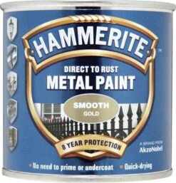 Hammerite Gloss Gold Effect Metal Paint, 250ml -Home Paint Store hammerite gloss gold effect metal paint 250ml5011867010830 08c bq
