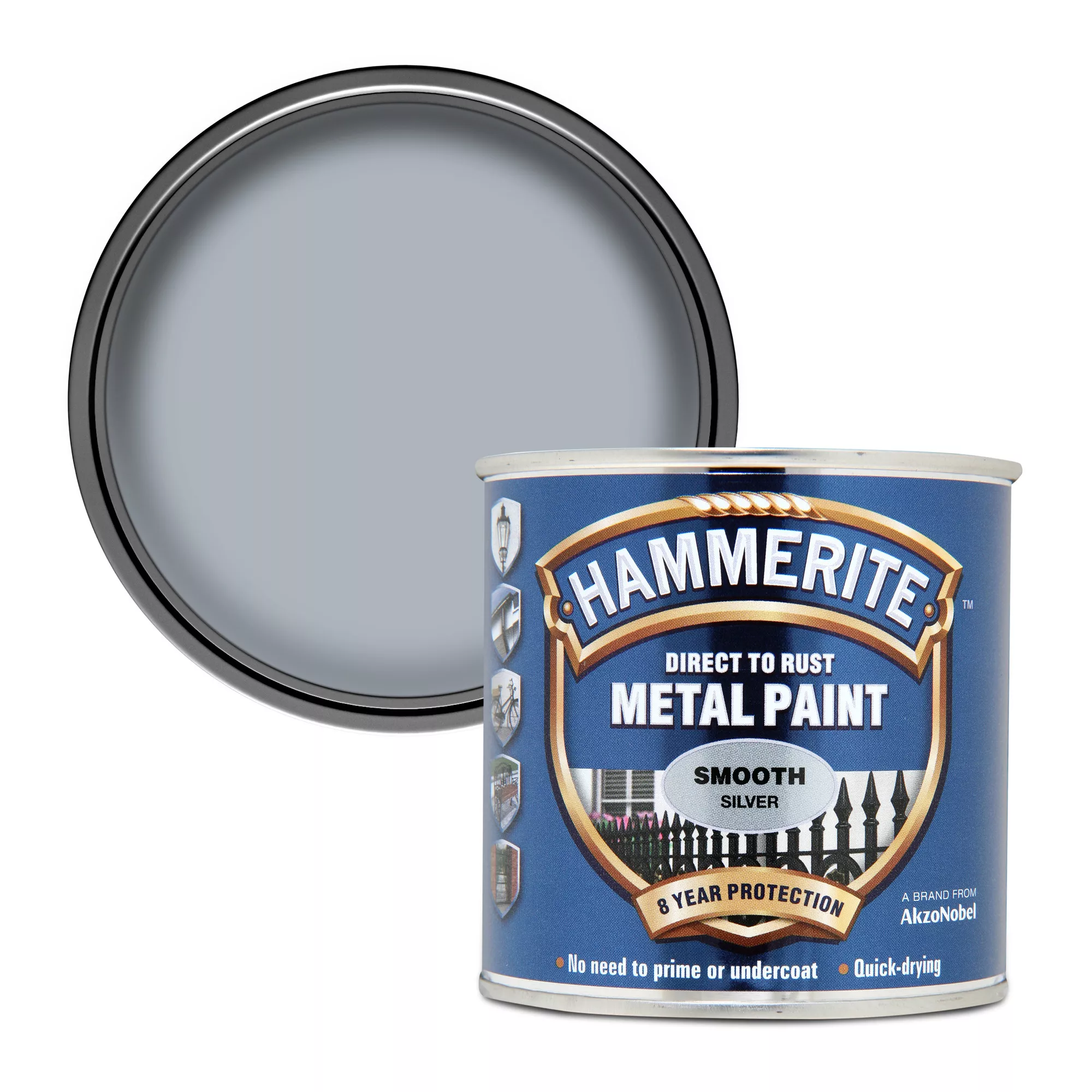 Hammerite Gloss Silver effect Metal paint, 250ml Hammerite Gloss Silver Effect Metal Paint, 250ml -Home Paint Store hammerite gloss silver effect metal paint 250ml5011867000435 02c bq