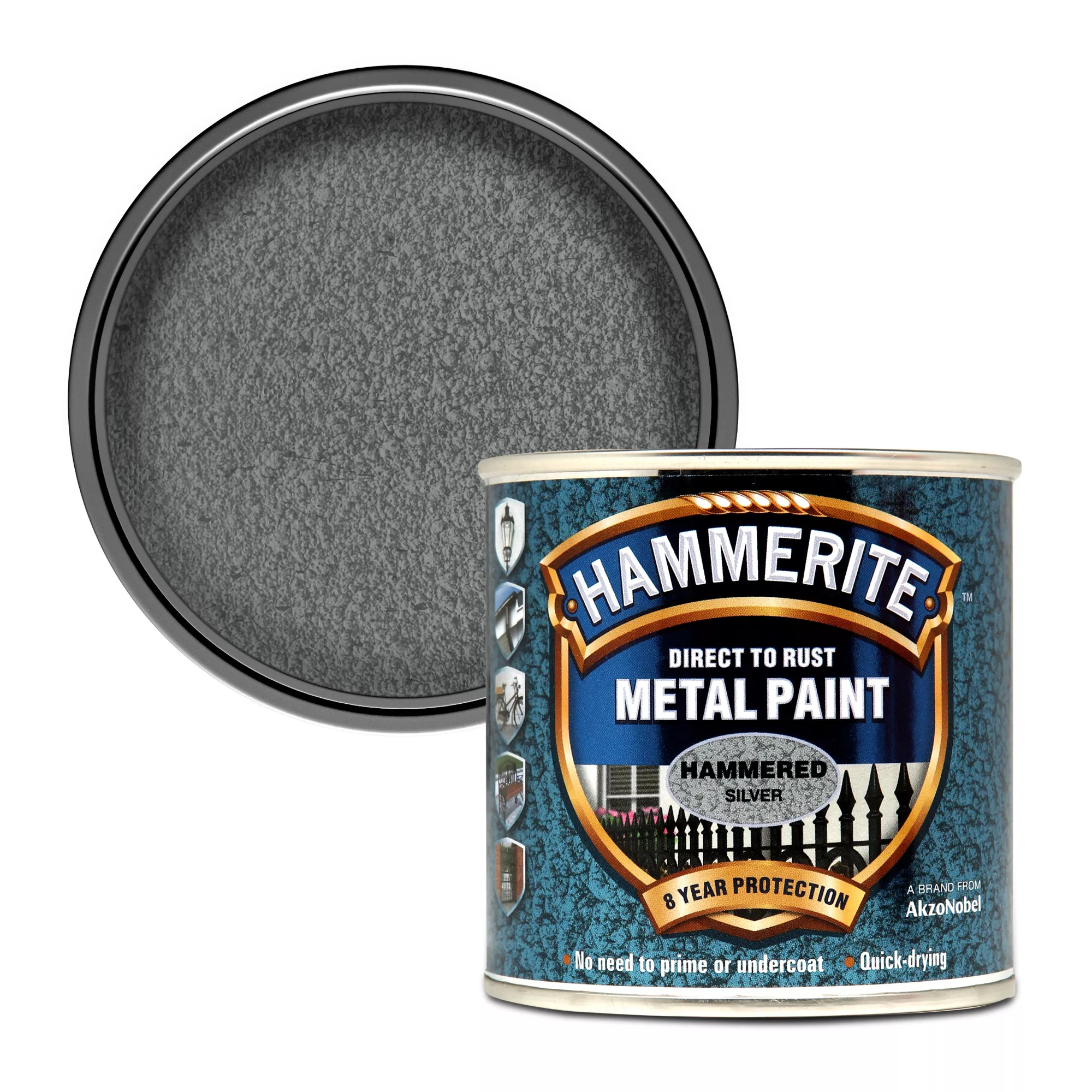 Hammerite Silver grey Hammered effect Metal paint, 250ml Hammerite Silver Grey Hammered Effect Metal Paint, 250ml -Home Paint Store hammerite silver grey hammered effect metal paint 250ml5011867203010 02c bq