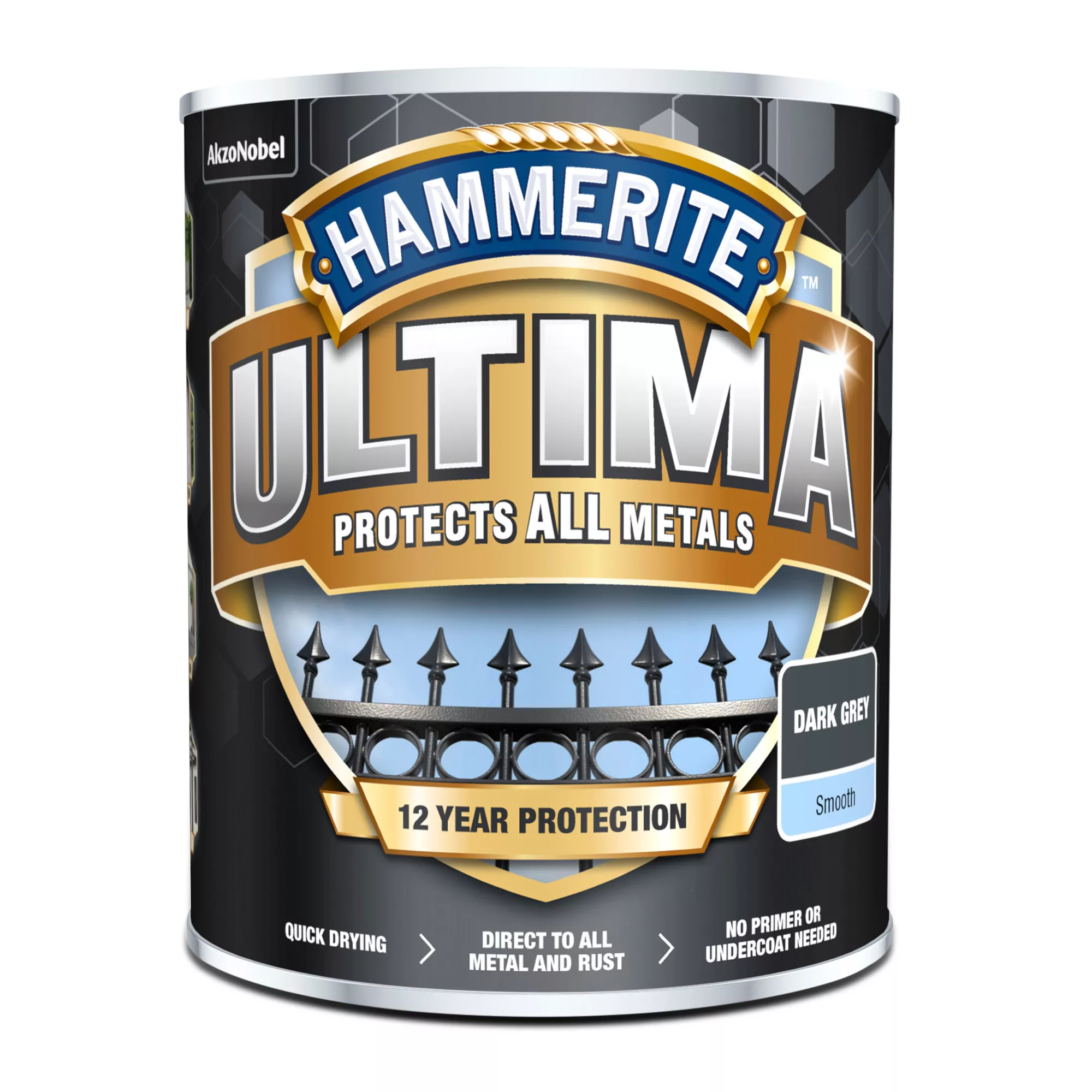 Hammerite Ultima Dark Grey Gloss Multi-surface Exterior Metal paint, 750ml Hammerite Ultima Dark Grey Gloss Multi-surface Exterior Metal Paint, 750ml -Home Paint Store hammerite ultima dark grey gloss multi surface exterior metal paint 750ml5010212651889 08c bq