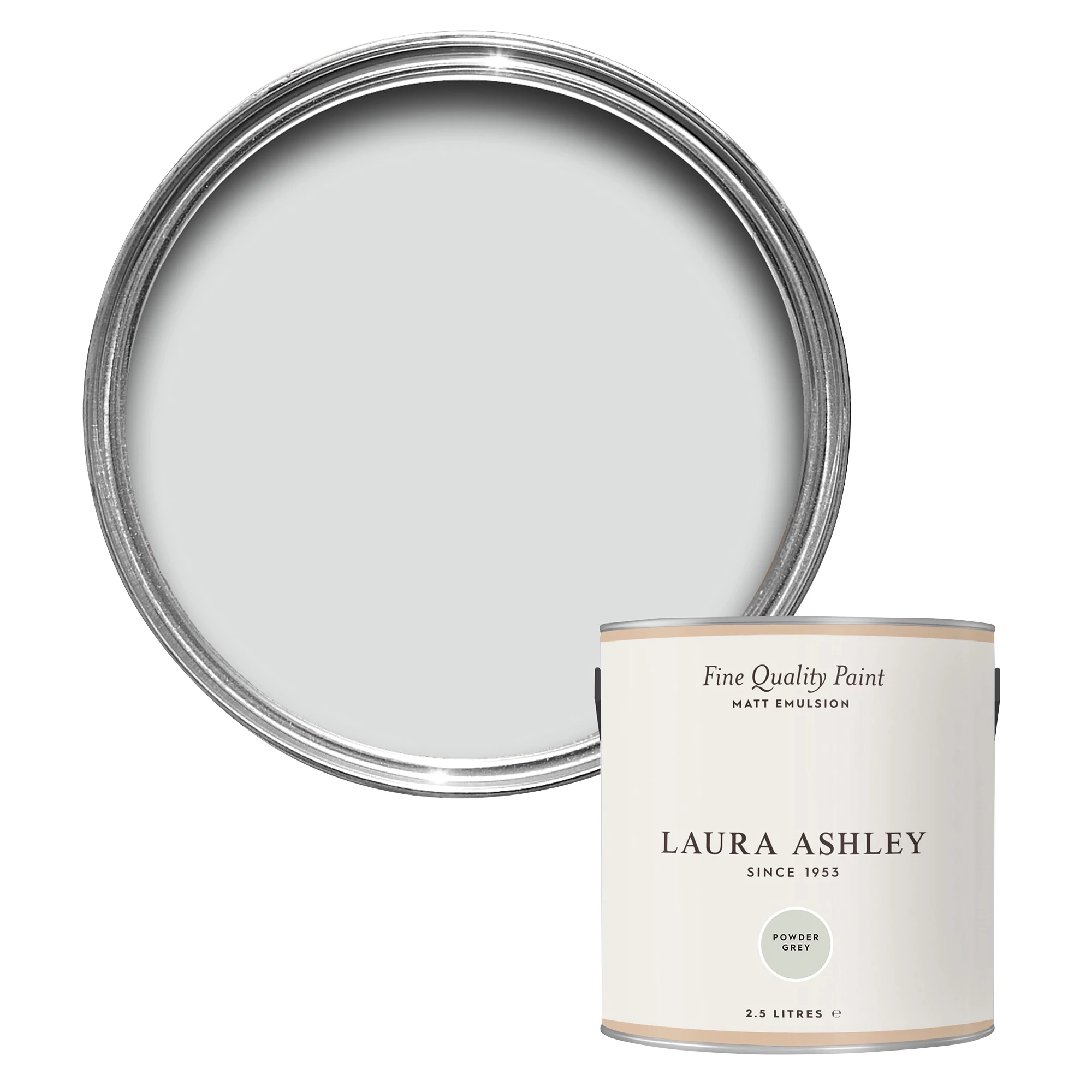 Laura Ashley Powder Grey Matt Emulsion paint, 2.5L Laura Ashley Powder Grey Matt Emulsion Paint, 2.5L -Home Paint Store laura ashley powder grey matt emulsion paint 2 5l5011583472295 02c bq