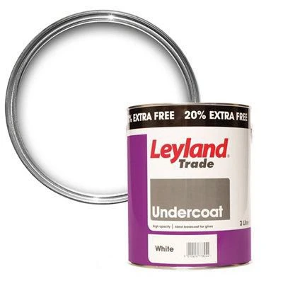 Leyland Trade Pure brilliant white Gloss Undercoat, 3L Leyland Trade Pure Brilliant White Gloss Undercoat, 3L -Home Paint Store leyland trade pure brilliant white gloss undercoat 3l5010426778044 02c bq