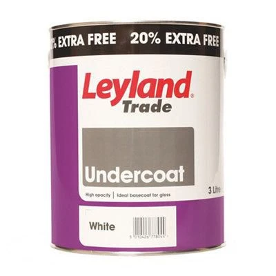 Leyland Trade Pure brilliant white Gloss Undercoat, 3L Leyland Trade Pure Brilliant White Gloss Undercoat, 3L -Home Paint Store leyland trade pure brilliant white gloss undercoat 3l5010426778044 08c bq