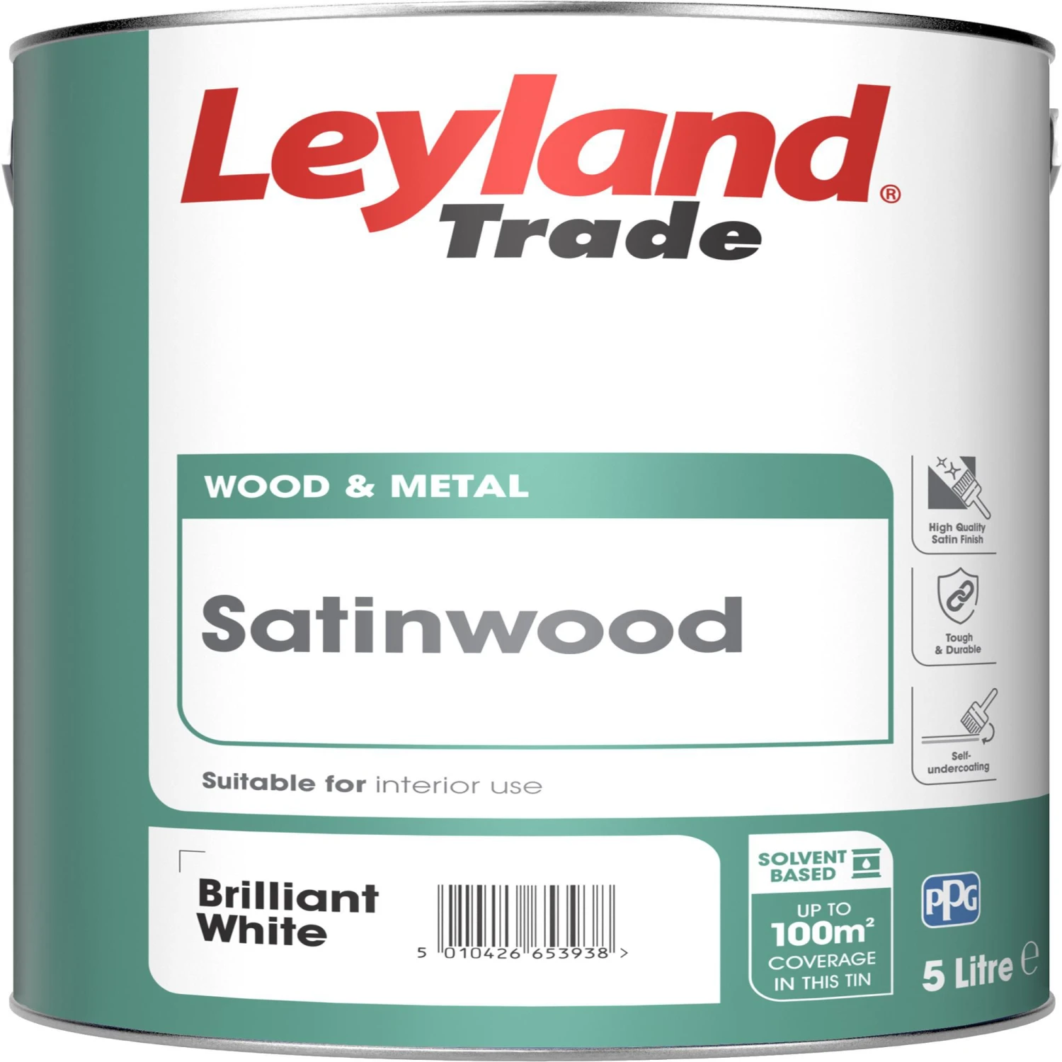 Leyland Trade Pure brilliant white Satinwood Metal & wood paint, 5L Leyland Trade Pure Brilliant White Satinwood Metal & Wood Paint, 5L -Home Paint Store leyland trade pure brilliant white satinwood metal wood paint 5l5010426809847 02c bq
