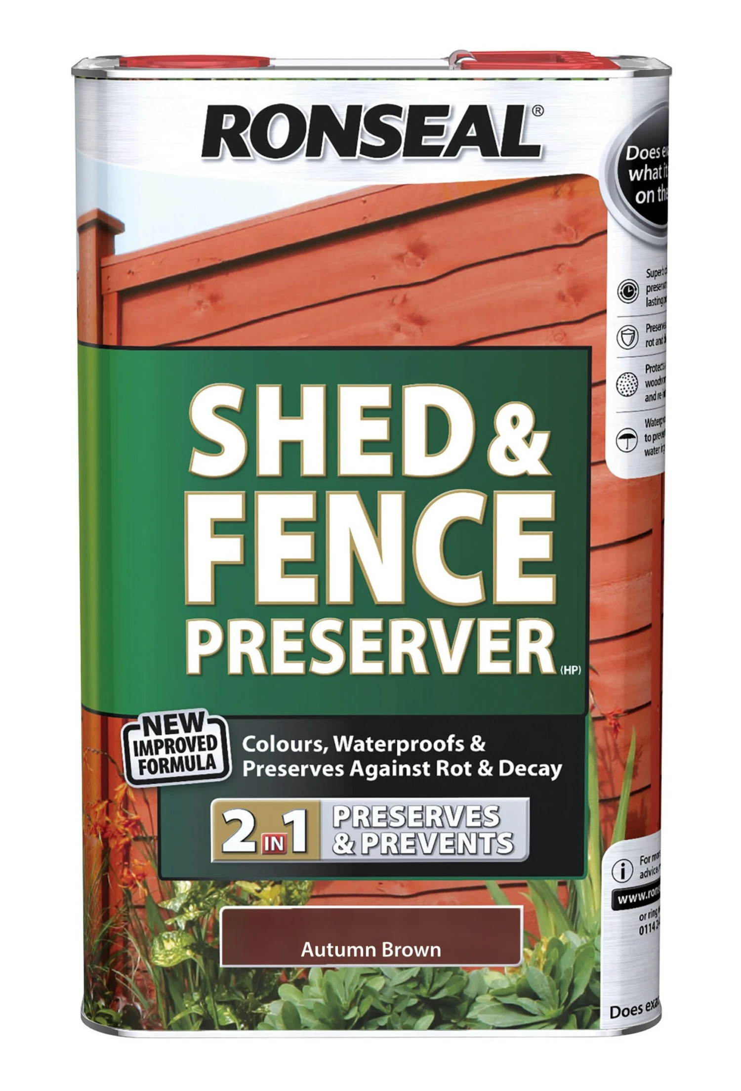 Ronseal Autumn brown Fence & shed Preserver, 5L Ronseal Autumn Brown Fence & Shed Preserver, 5L -Home Paint Store ronseal autumn brown fence shed preserver 5l5010214876518 08c bq scaled