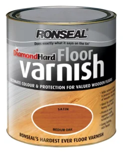 Ronseal Diamond Hard Medium Oak Satin Floor Wood Varnish, 2.5L