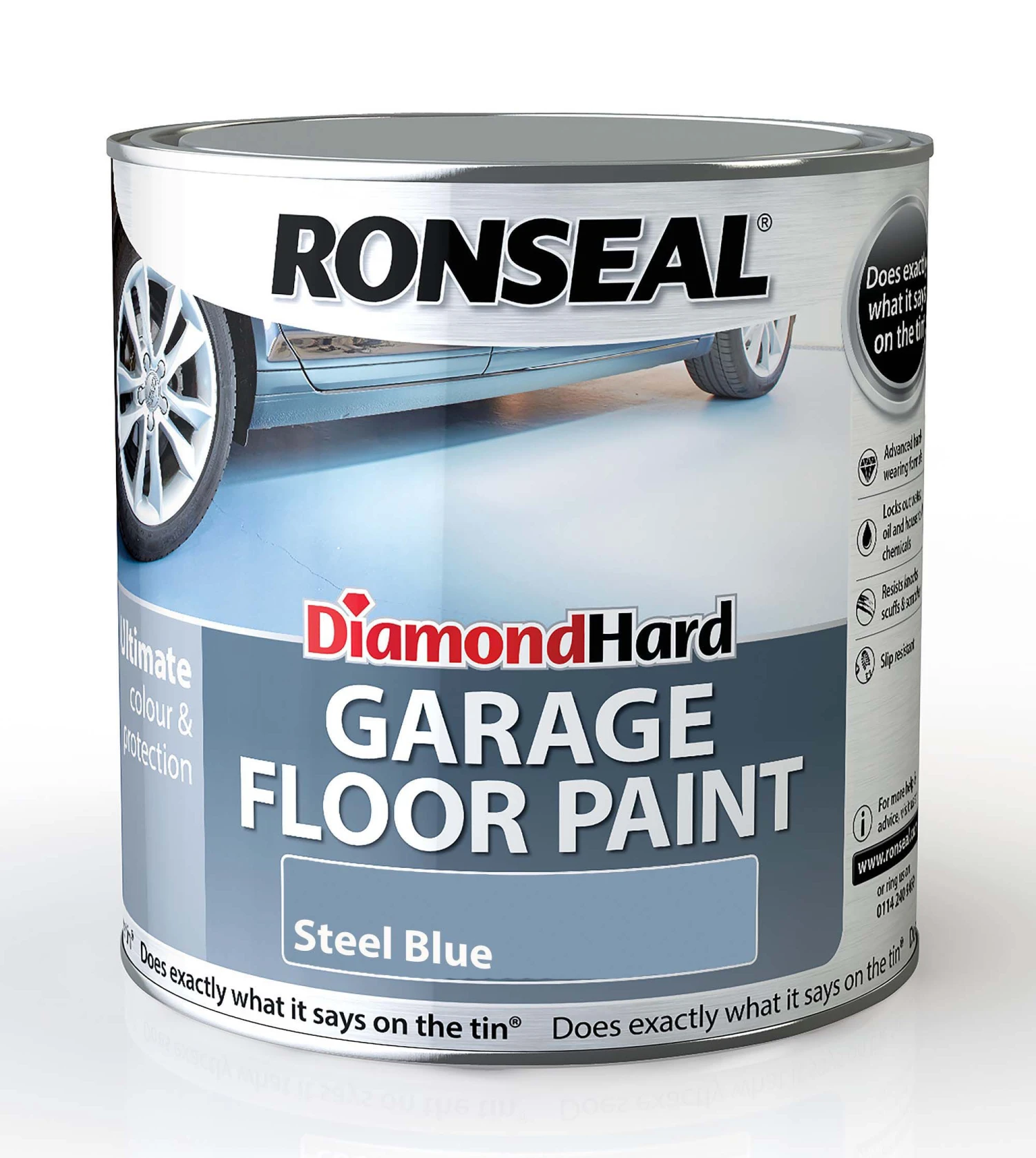 Ronseal Diamond Hard Steel blue Satinwood Garage floor paint, 2.5L Ronseal Diamond Hard Steel Blue Satinwood Garage Floor Paint, 2.5L -Home Paint Store ronseal diamond hard steel blue satinwood garage floor paint 2 5l5010214861101 08c bq