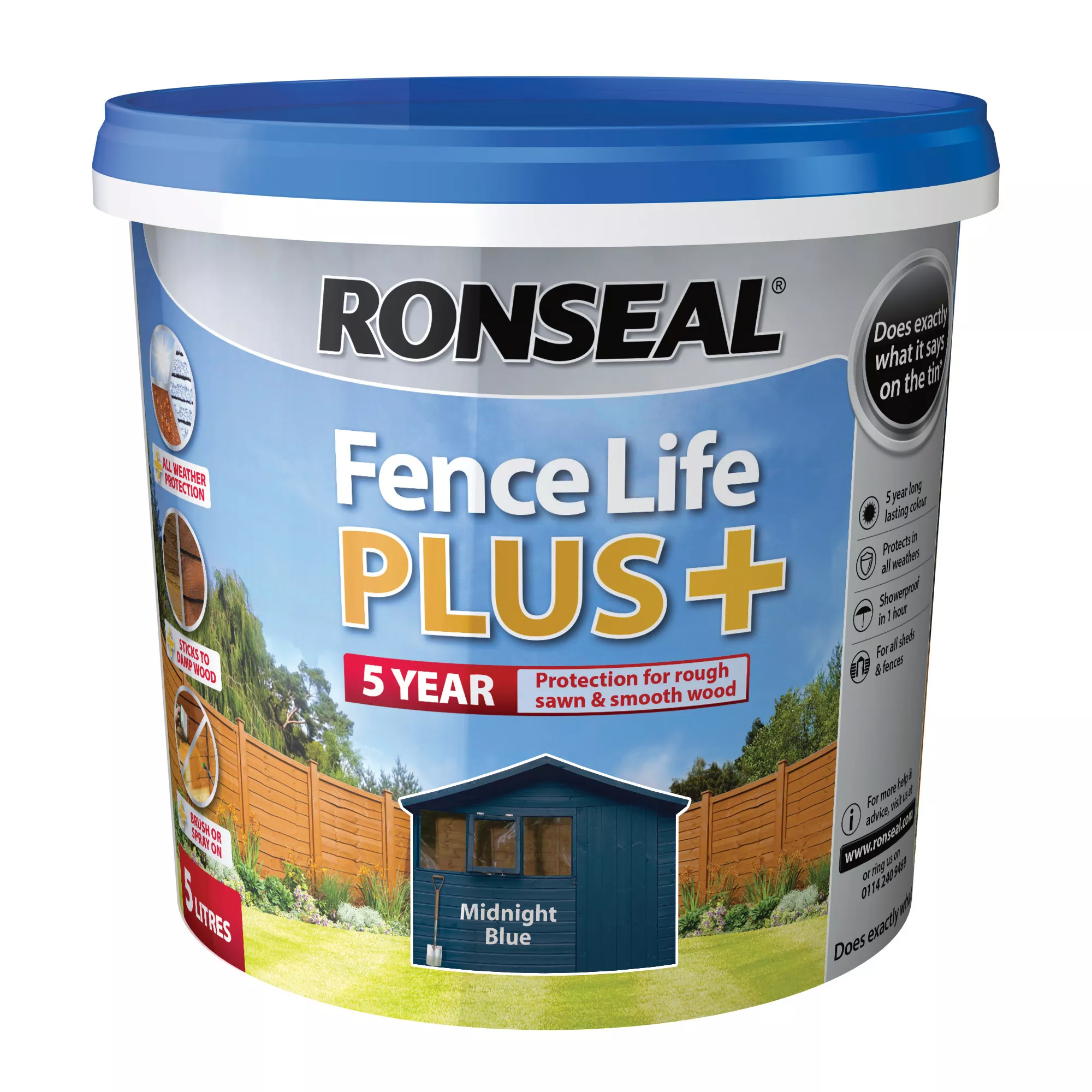 Ronseal Fence Life Plus Midnight blue Matt Fence & shed Treatment, 5L Ronseal Fence Life Plus Midnight Blue Matt Fence & Shed Treatment, 5L -Home Paint Store ronseal fence life plus midnight blue matt fence shed treatment 5l5010214886401 08c bq