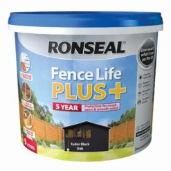 Ronseal Fence Life Plus Tudor Black Oak Matt Fence & Shed Treatment, 9L