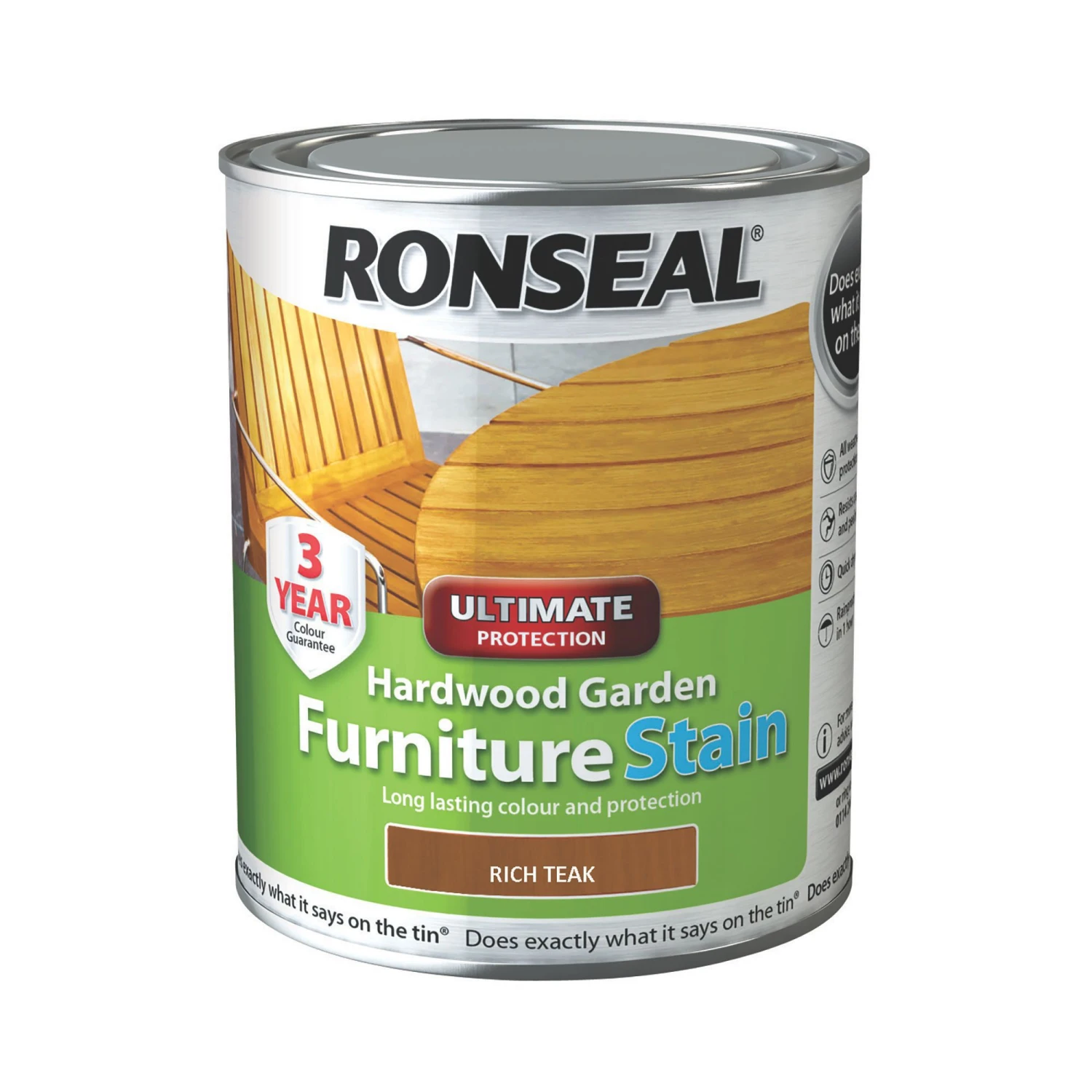 Ronseal Hardwood Rich teak Furniture Wood stain, 750ml Ronseal Hardwood Rich Teak Furniture Wood Stain, 750ml -Home Paint Store ronseal hardwood rich teak furniture wood stain 750ml5010214864300 08c bq