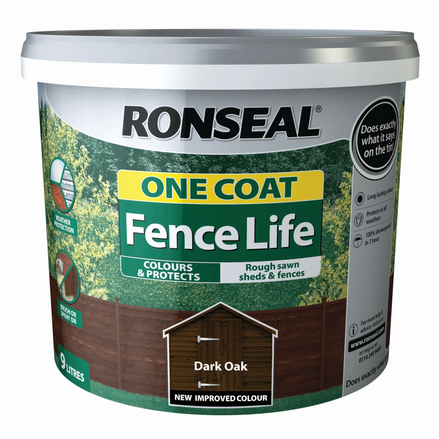 Ronseal One Coat Fence Life Dark oak Matt Fence & shed Treatment, 9L Ronseal One Coat Fence Life Dark Oak Matt Fence & Shed Treatment, 9L -Home Paint Store ronseal one coat fence life dark oak matt fence shed treatment 9l5010214882946 08c bq