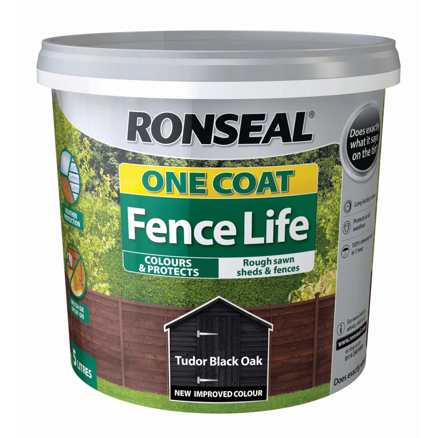 Ronseal One Coat Fence Life Tudor black oak Matt Fence & shed Treatment, 5L Ronseal One Coat Fence Life Tudor Black Oak Matt Fence & Shed Treatment, 5L -Home Paint Store ronseal one coat fence life tudor black oak matt fence shed treatment 5l5010214882939 08c bq