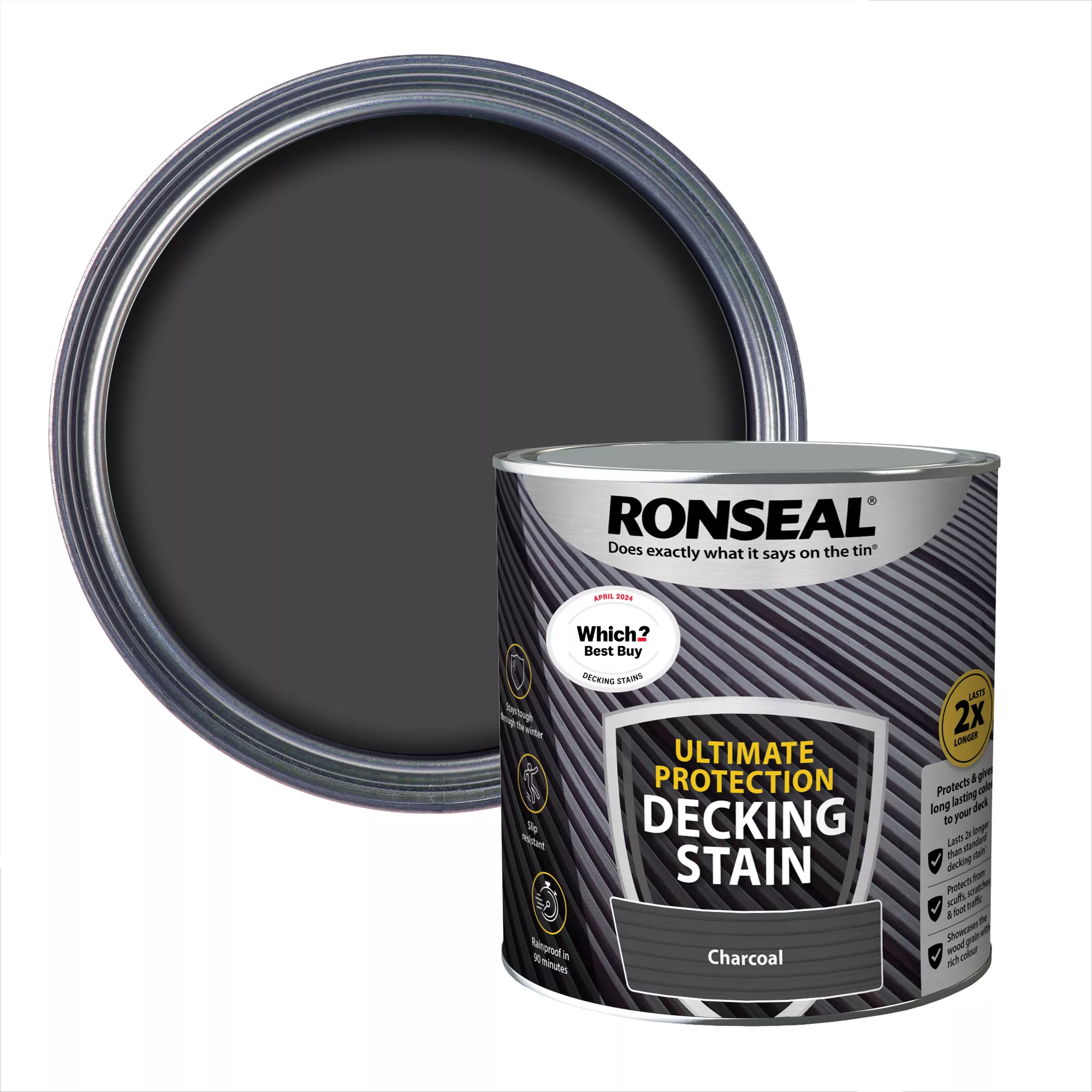 Ronseal Ultimate protection Charcoal Matt Decking Wood stain, 2.5L Ronseal Ultimate Protection Charcoal Matt Decking Wood Stain, 2.5L -Home Paint Store ronseal ultimate protection charcoal matt decking wood stain 2 5l5010214891085 01c bq