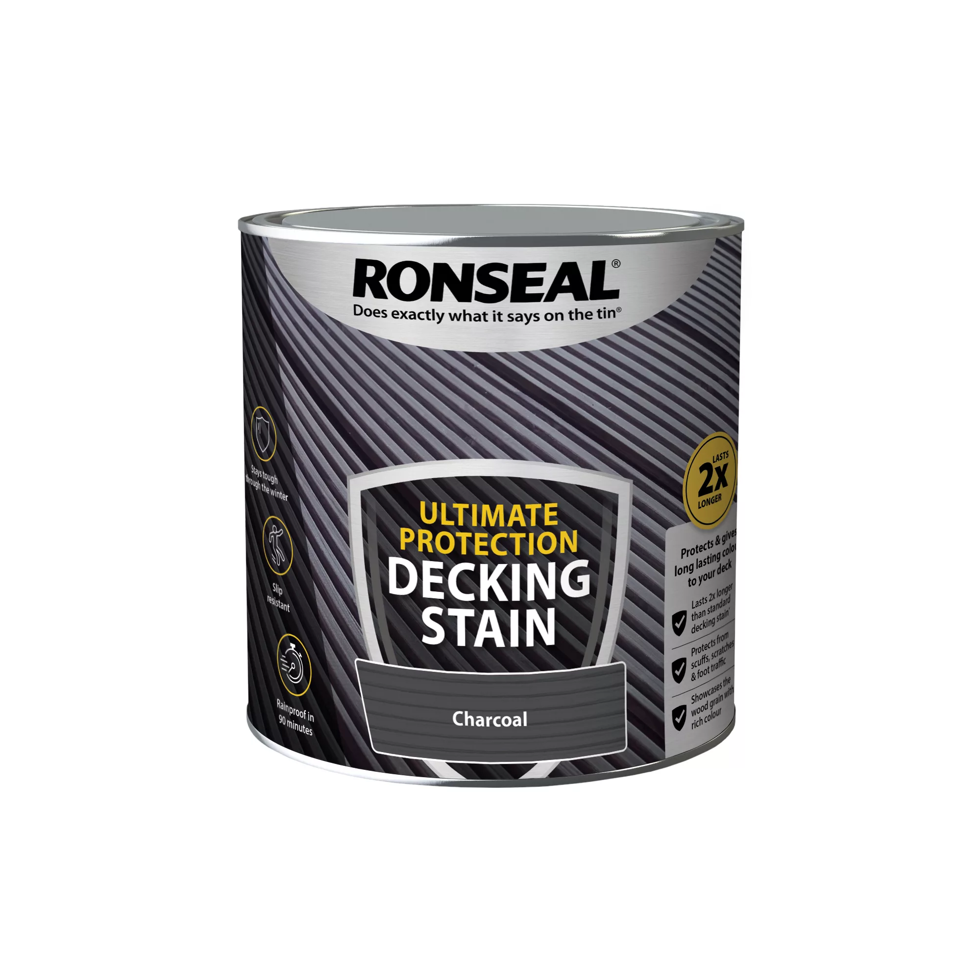 Ronseal Ultimate protection Charcoal Matt Decking Wood stain, 2.5L Ronseal Ultimate Protection Charcoal Matt Decking Wood Stain, 2.5L -Home Paint Store ronseal ultimate protection charcoal matt decking wood stain 2 5l5010214891085 08c