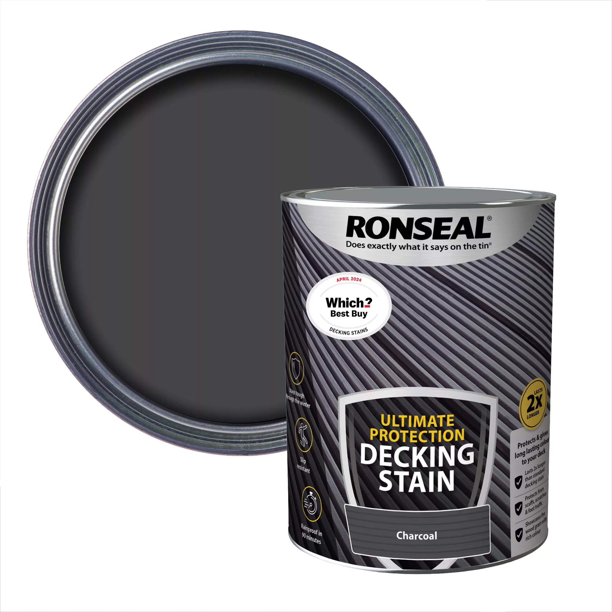 Ronseal Ultimate protection Charcoal Matt Decking Wood stain, 5L Ronseal Ultimate Protection Charcoal Matt Decking Wood Stain, 5L -Home Paint Store ronseal ultimate protection charcoal matt decking wood stain 5l5010214891092 01c bq
