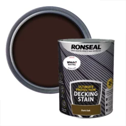 Ronseal Ultimate Protection Dark Oak Matt Decking Wood Stain, 5L