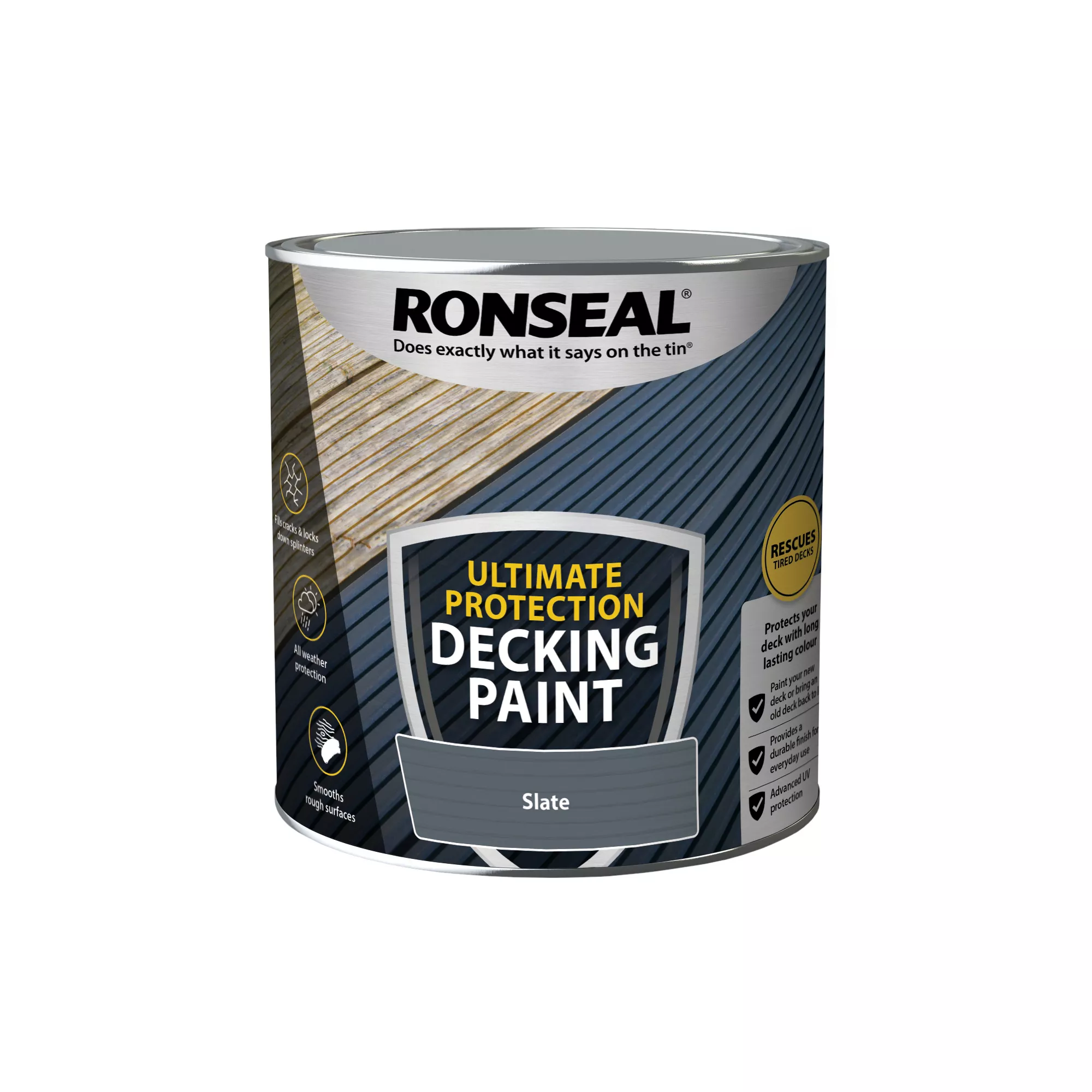 Ronseal Ultimate protection Matt slate Decking paint, 2.5L Ronseal Ultimate Protection Matt Slate Decking Paint, 2.5L -Home Paint Store ronseal ultimate protection matt slate decking paint 2 5l5010214891597 08c