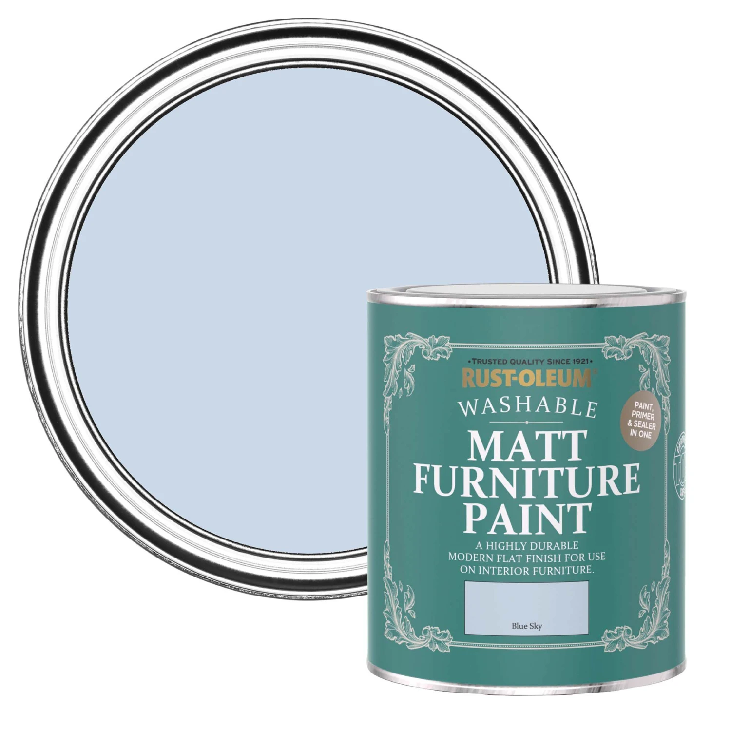 Rust-Oleum Blue Sky Matt Furniture paint, 750ml Rust-Oleum Blue Sky Matt Furniture Paint, 750ml -Home Paint Store rust oleum blue sky matt furniture paint 750ml5013296131414 02c bq